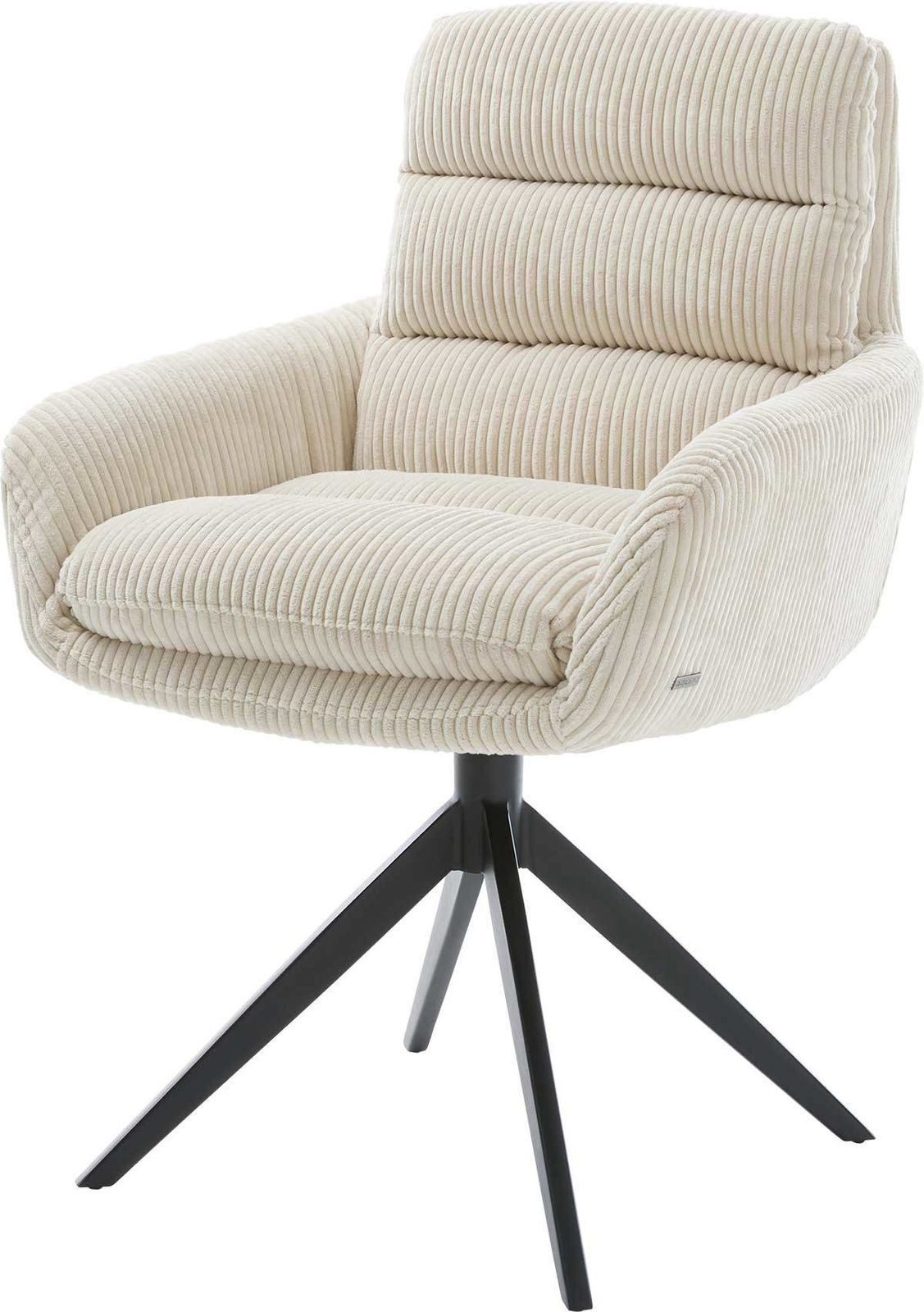 DELIFE Polsterstuhl Abelia-Flex, mit Armlehnen Cord Beige Kreuzgestell brei günstig online kaufen