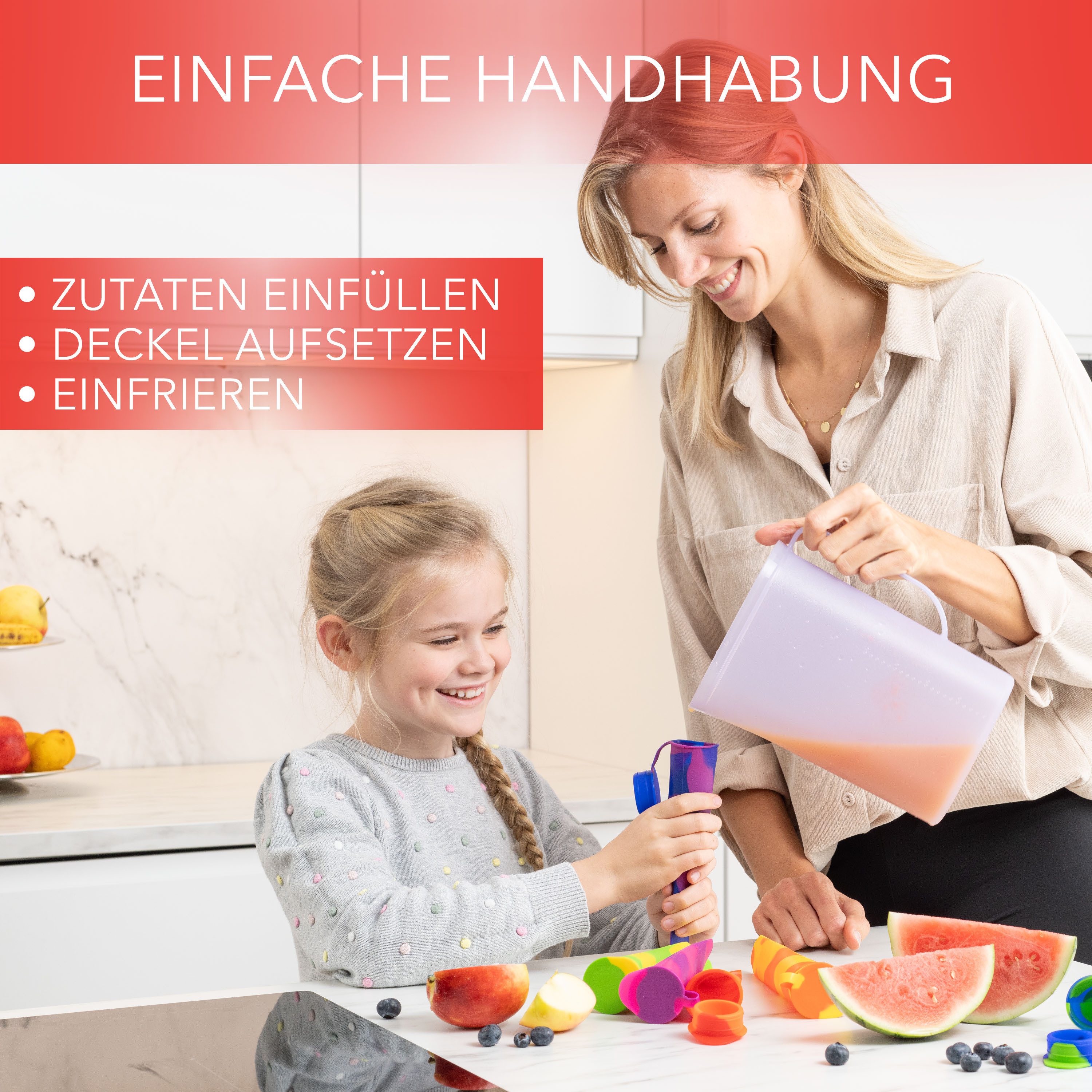 AVANA Eisform Wiederverwendbare Eisformen aus Silikon Eis Formen Eiscreme Wassereis, (6-tlg), Bunt, BPA-frei