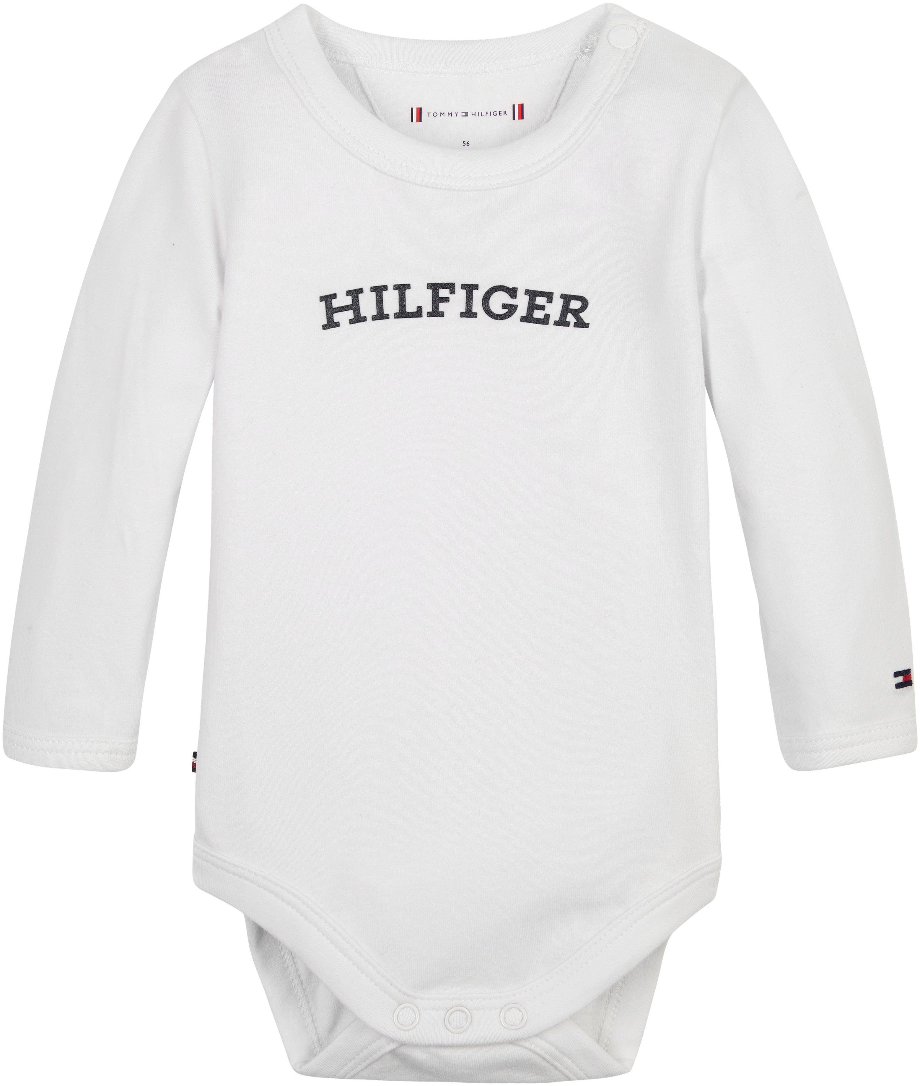 Tommy Hilfiger Body mit Logo-Schriftzug BODY Hilfiger & Flag White BABY MONOTYPE L/S CURVED