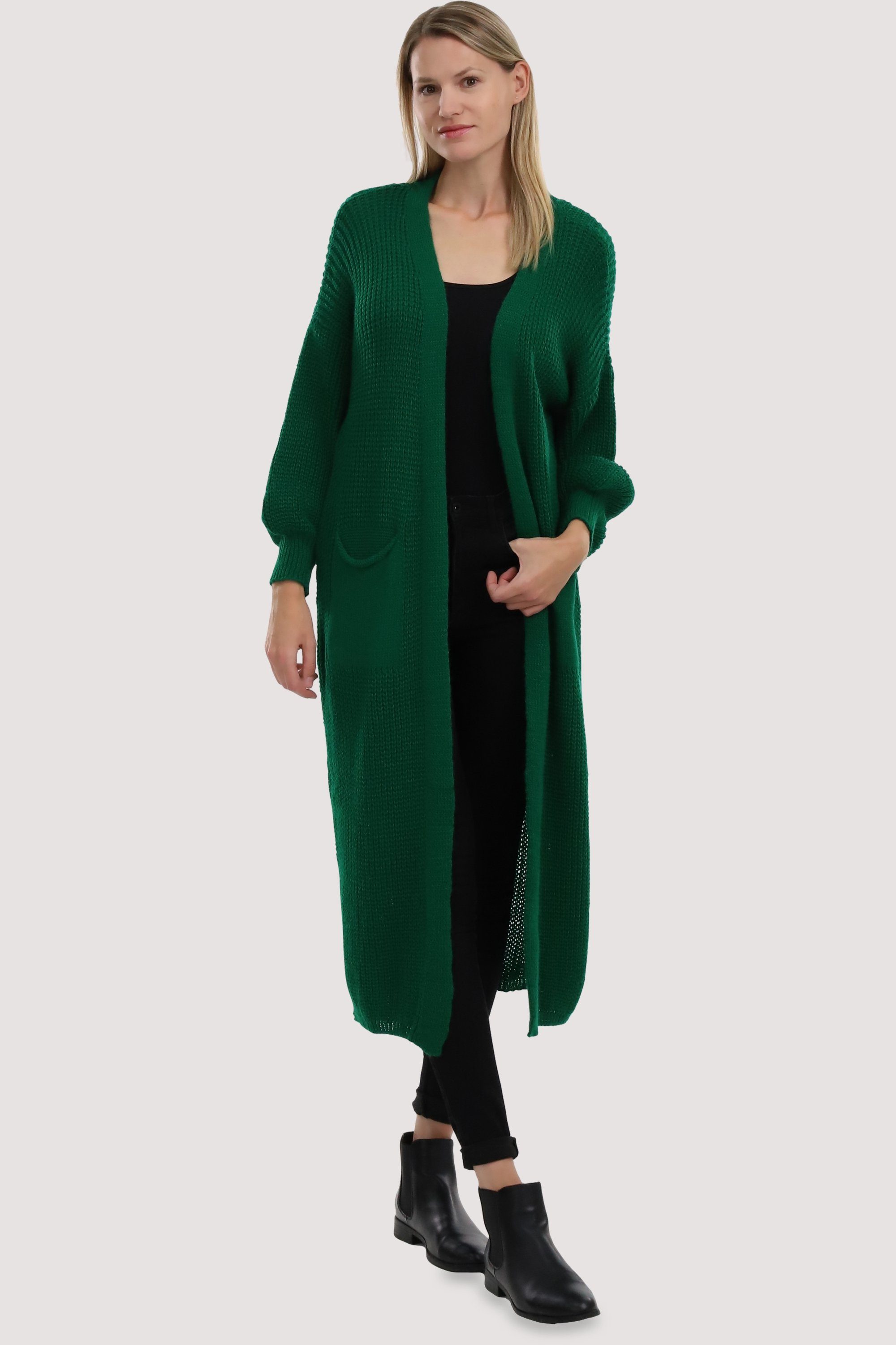 malito more than fashion Longstrickjacke 3151 offene lange Strickjacke in Grobstrick-Optik