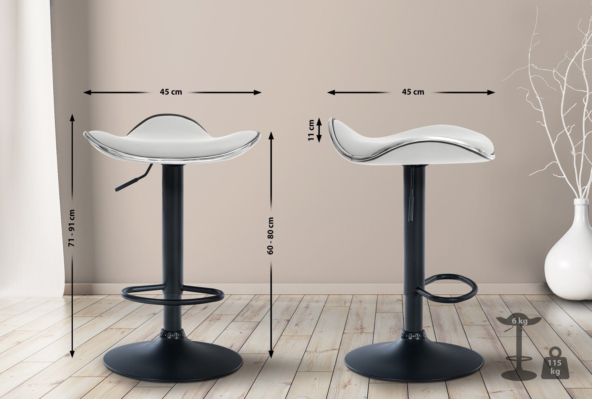 CLP Barhocker Shanghai, Kunstleder-Bezug, drehbar und höhenverstellbar