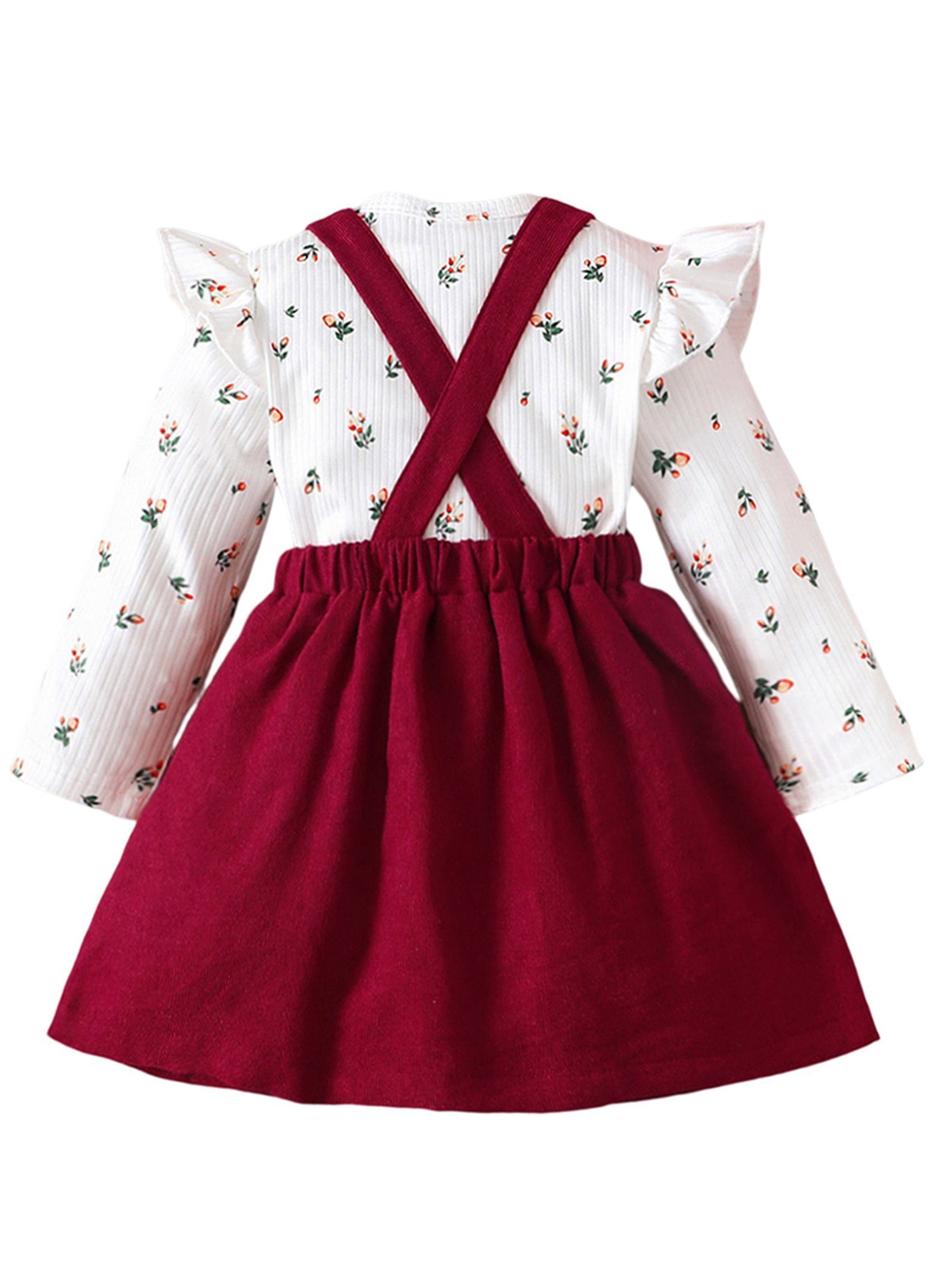 und süßem mit Blumendruck, Kleid A-Linien-Kleid Stück) Baby-Set Strampler (2 LAPA