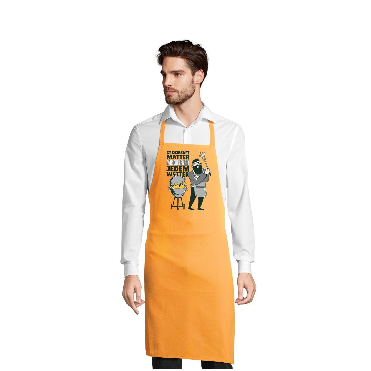 Blondie & Brownie Kochschürze Grillschürze Grillmeister Schürze mit Wir grillen Motiv Print, (Einzelartikel, Einzelartikel)