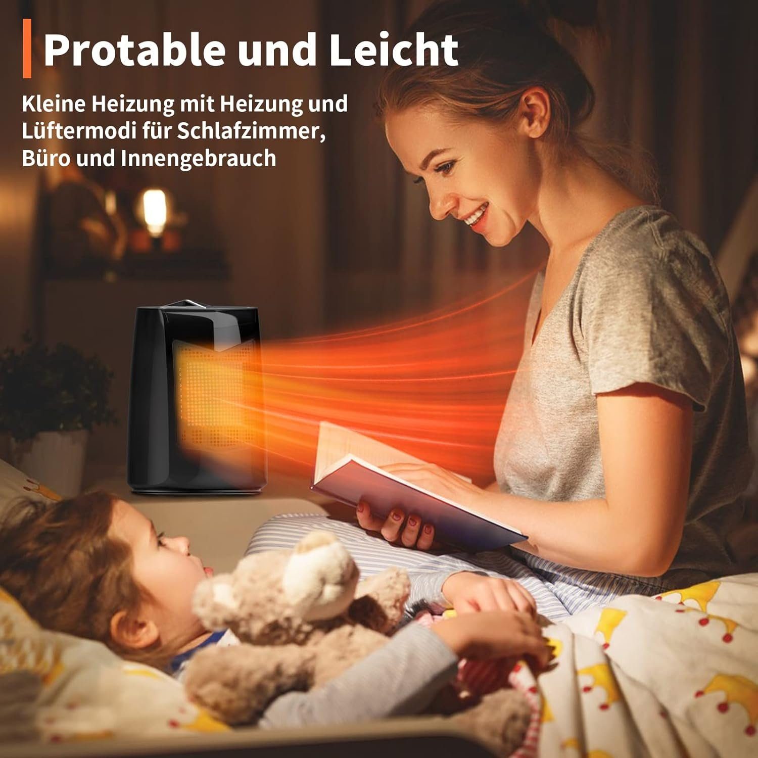 Diyarts Keramikheizlüfter, 800 W, Heizlüfter 3 Leistungsstufen, Klein 70° Oszillierend