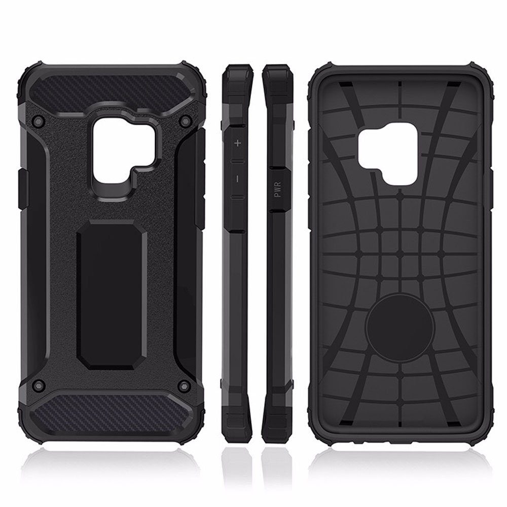 FITSU Handyhülle Outdoor Hülle für Samsung Galaxy S9 Schwarz, Robuste Handyhülle Outdoor Case stabile Schutzhülle mit Eckenschutz