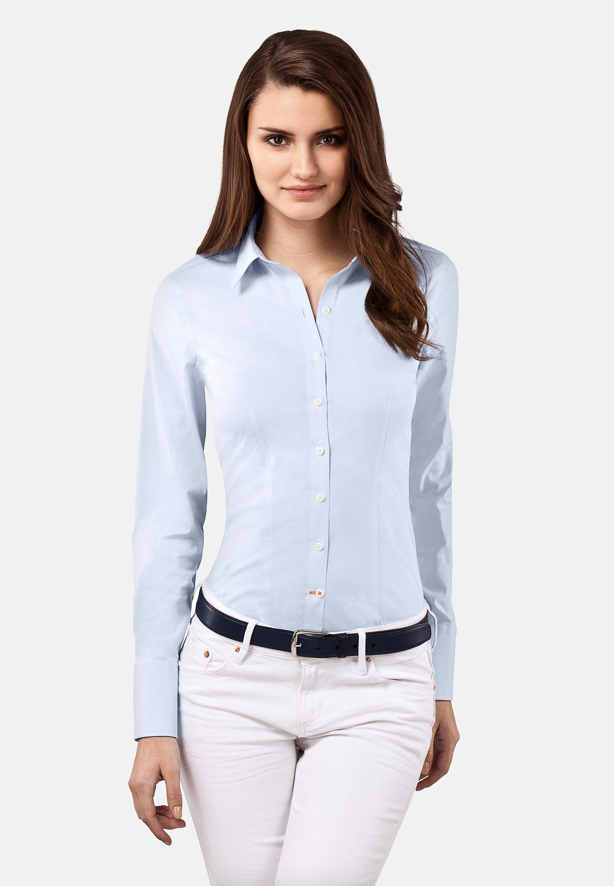 Vincenzo Boretti Klassische Bluse tailliert stretch