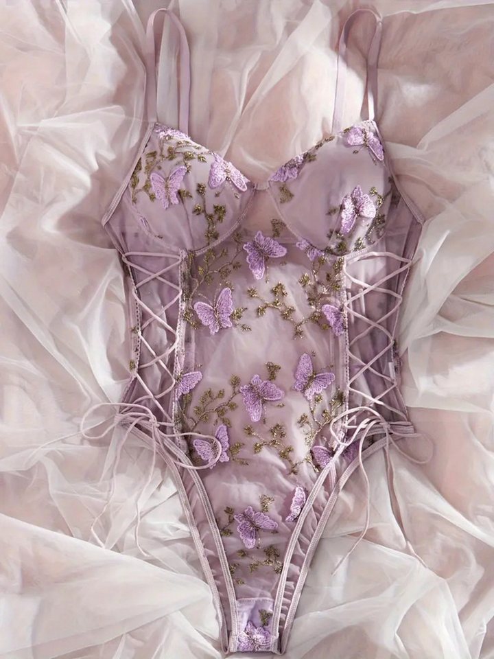Elegant Love Body Bodysuit, ärmelloser Dessous, Damenunterwäsche Elegante Reizwäsche, rückenfrei Strappy Lingerie mit Spaghettiträgern