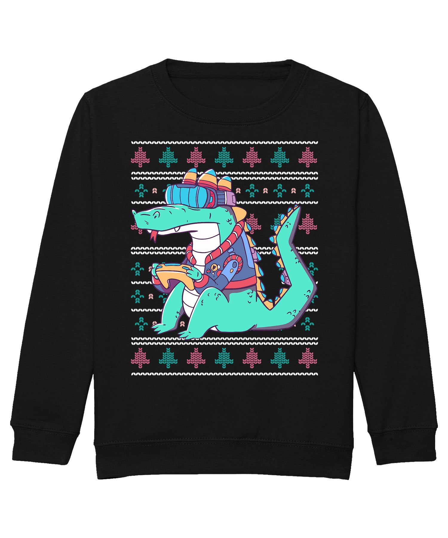 Quattro Formatee Sweatshirt Gamer Krokodil Zocker Ugly Christmas Stil Kinder (1-tlg)
