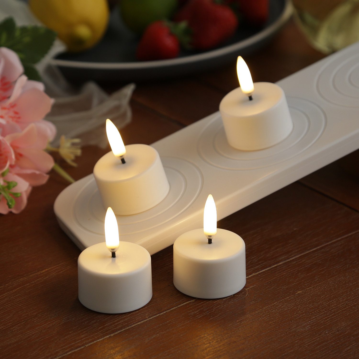 UYUNI Lighting LED-Kerze LED Mini Teelichter 4 Stück mit Ladestation Timer aufladbar Außen Deko (5-tlg)
