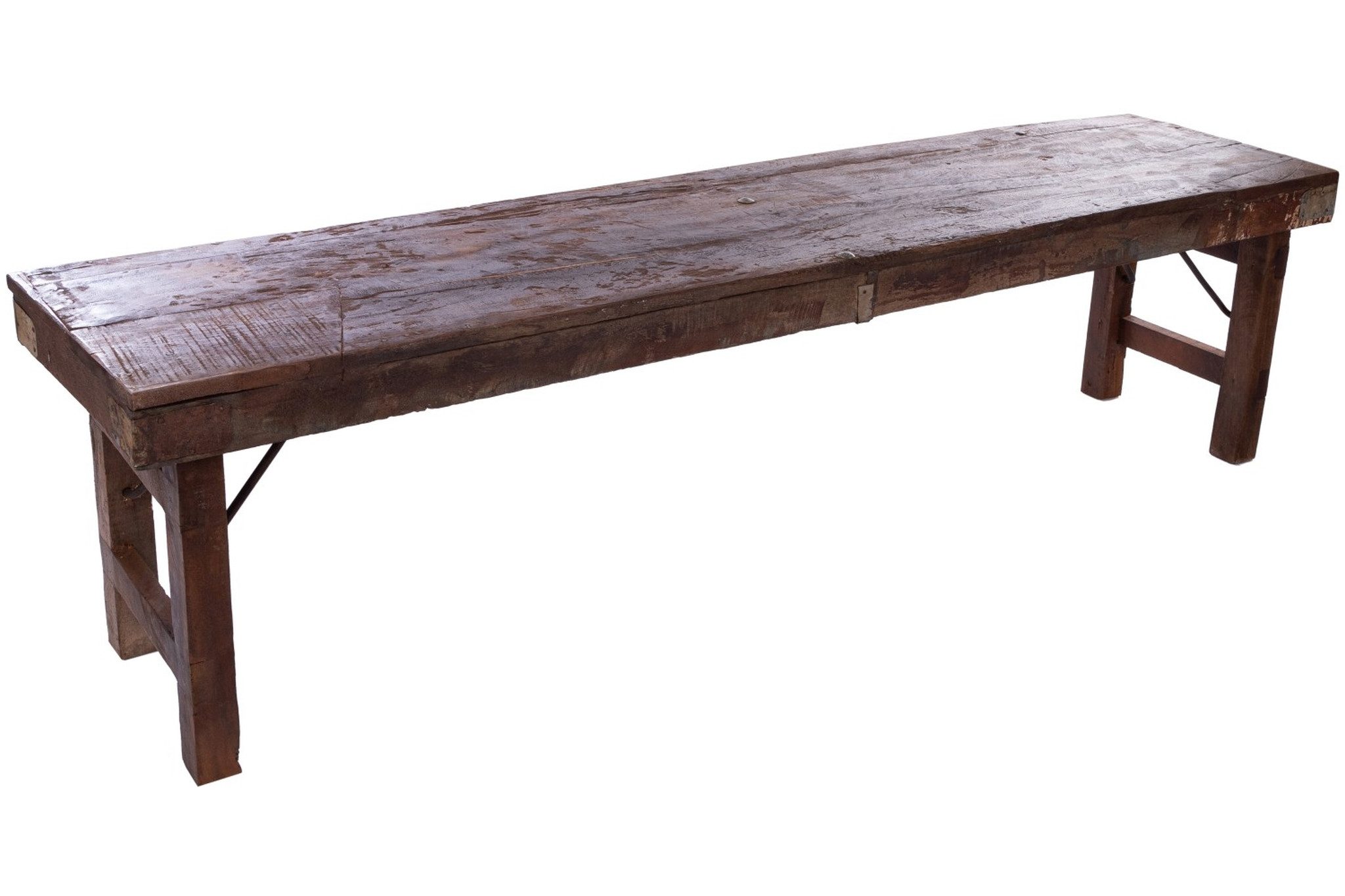 Wohnando Sitzbank Braune Sitzbank "Rosengarten" aus recyceltem Holz, 170x40x45 cm, klappbar, Bierzeltbank robust, Garten, Balkon Outdoor