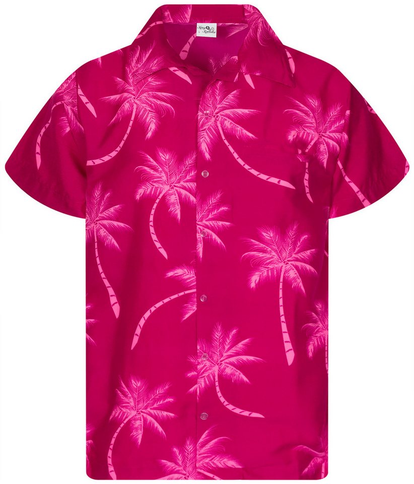 King Kameha Hawaiihemd "Palmshadow" Funky Hawaii-Hemd Herren Kurzarm Front-Tasche Sommerhemd