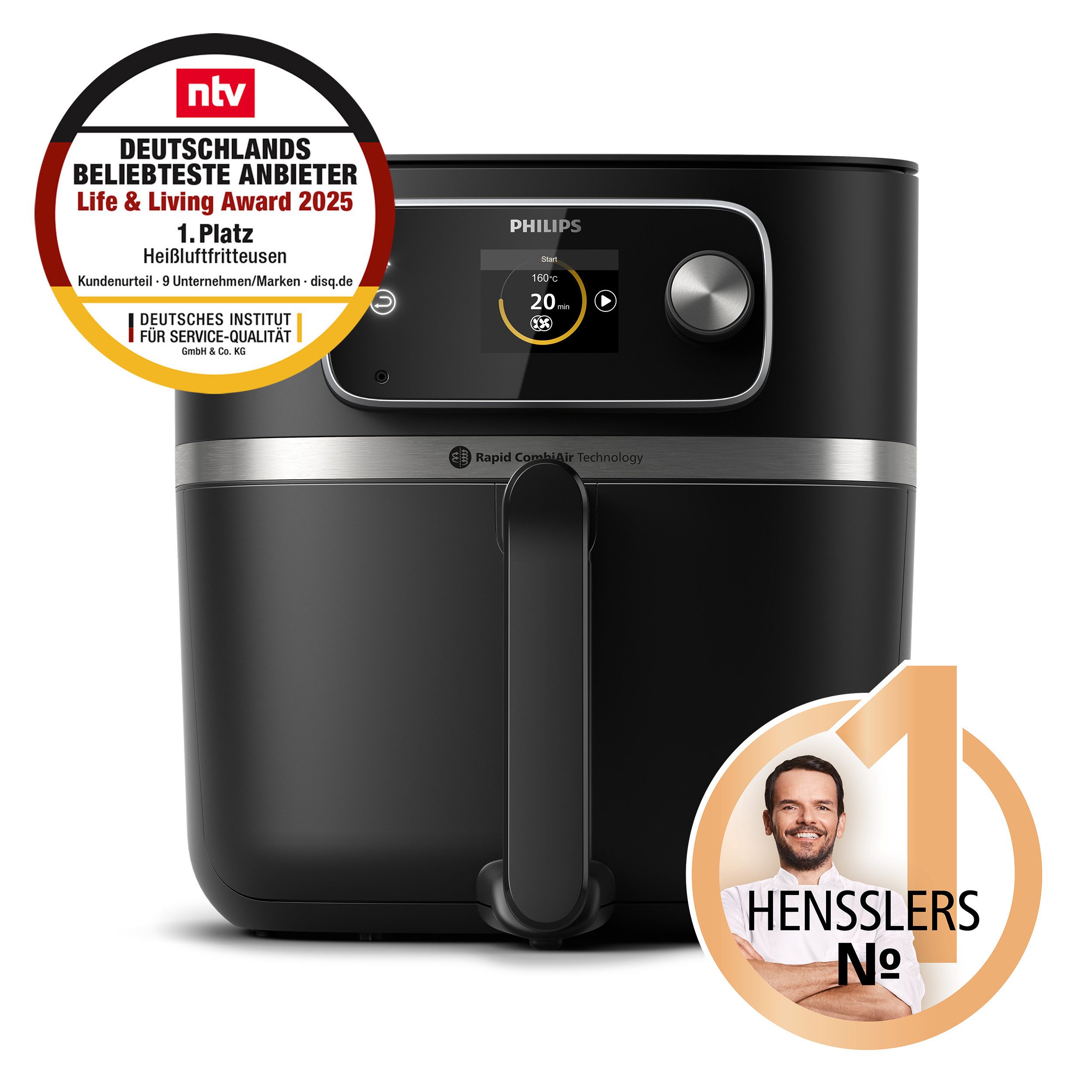 Philips Heißluftfritteuse HD9880/90 Airfryer XXL, 8,3 l, 2000 W, mit WiFi Konnektivität, 50 AutoCook Programmen und Warmhaltefunktion