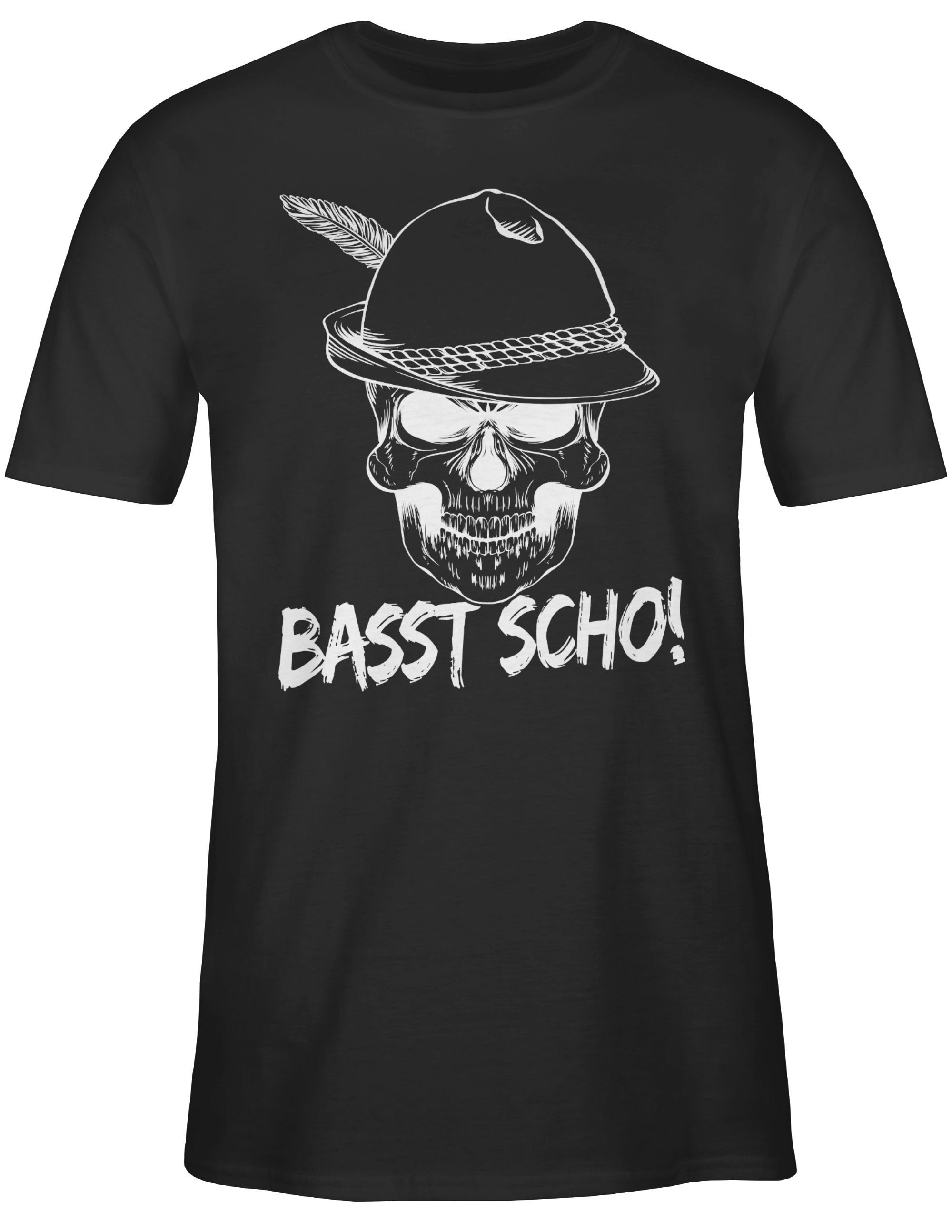 Herren Totenkopf für Schwarz scho! 1 Basst Shirtracer Mode Oktoberfest T-Shirt