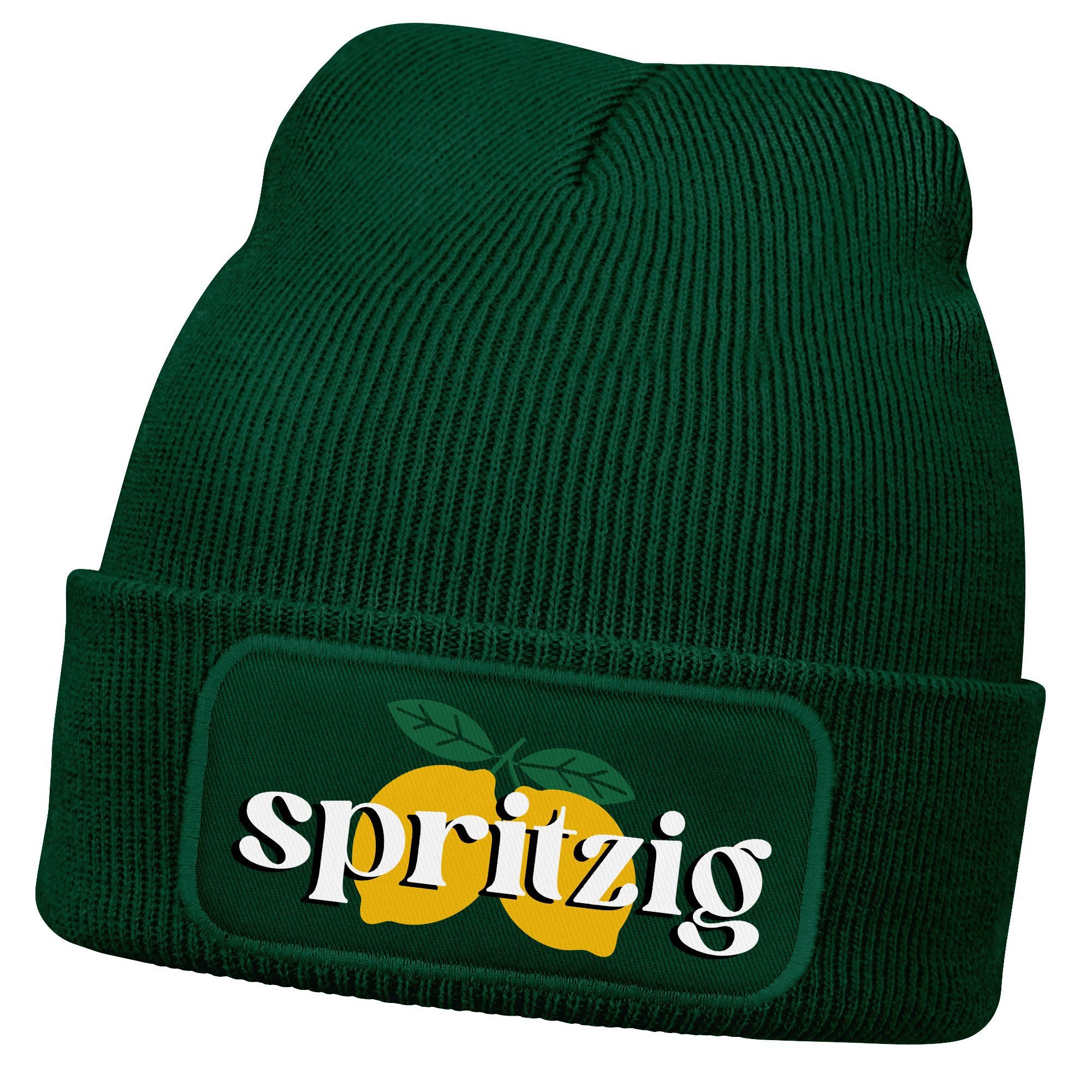 Strickmütze Damen Beanie Patch Aufdruck Spritzig Zitronen Strickmütze mit Spruch