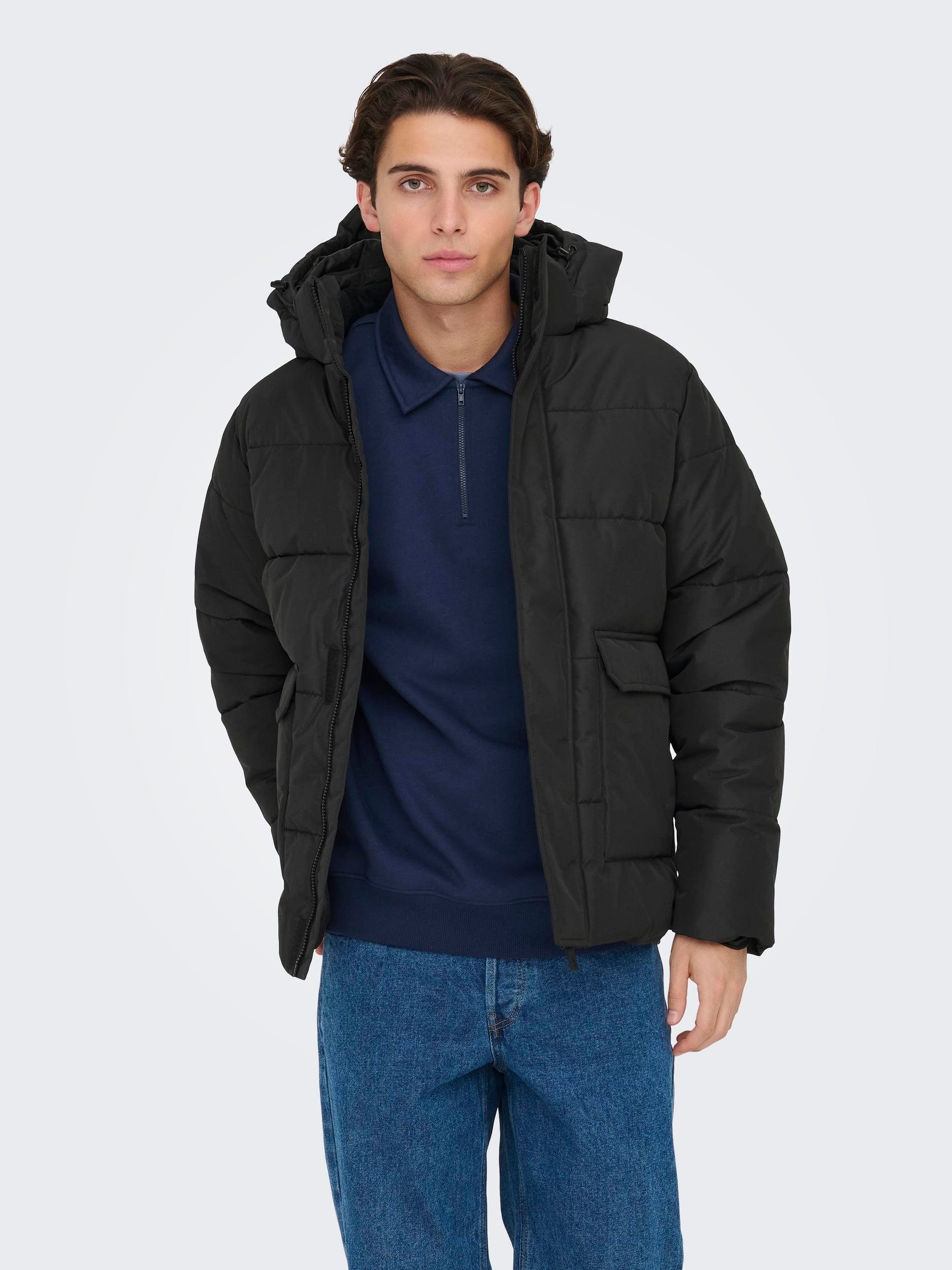 QUILTED SONS ONSCARL NOOS & OTW Black LIFE JACKET ONLY Steppjacke
