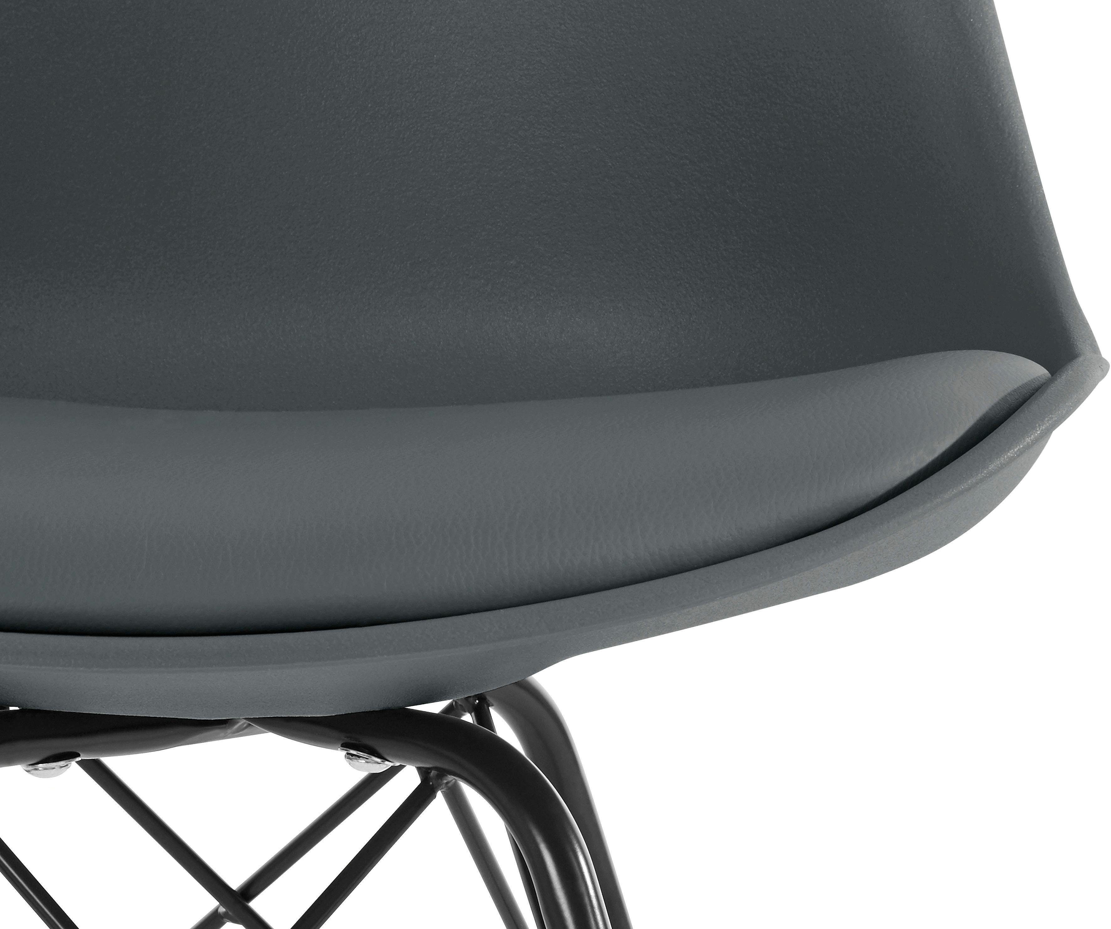 grau Kunstleder Homexperts (Set, Sitzkissen St), Sitzschale 4-Fußstuhl | in 2 01 Ursel schwarz mit