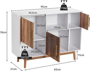 KOMFOTTEU Sideboard Küchenschrank, 95 × 31 × 76 cm