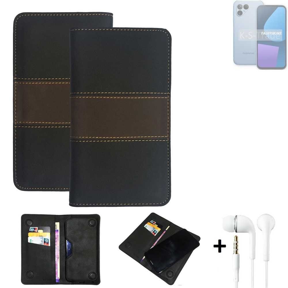 K-S-Trade Handyhülle für Fairphone Fairphone 5, Handyhülle + Kopfhörer 5 Schutzhülle Walletcase Bookstyle Tasche