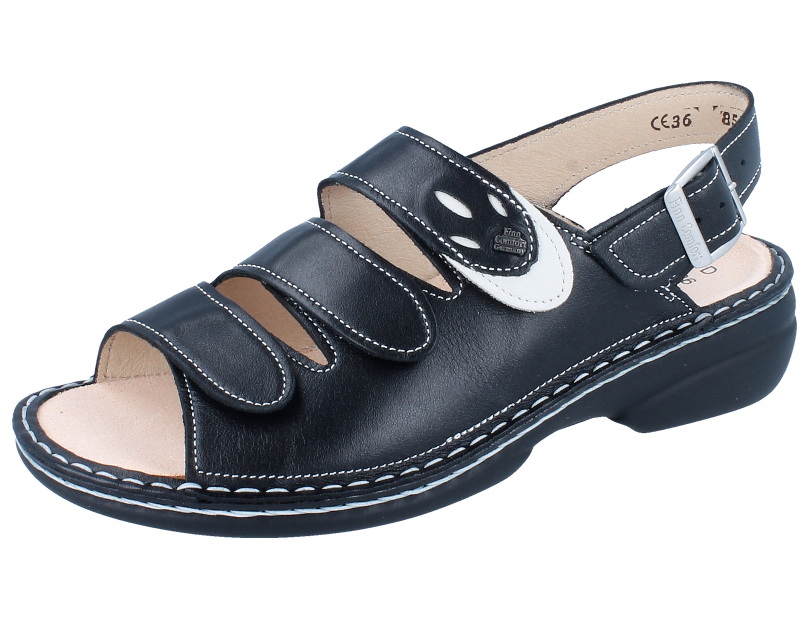 Finn Comfort FINN COMFORT Saloniki Damen Sandale schwarz Glattleder - Größe: 41 Sandale Wechselfußbett