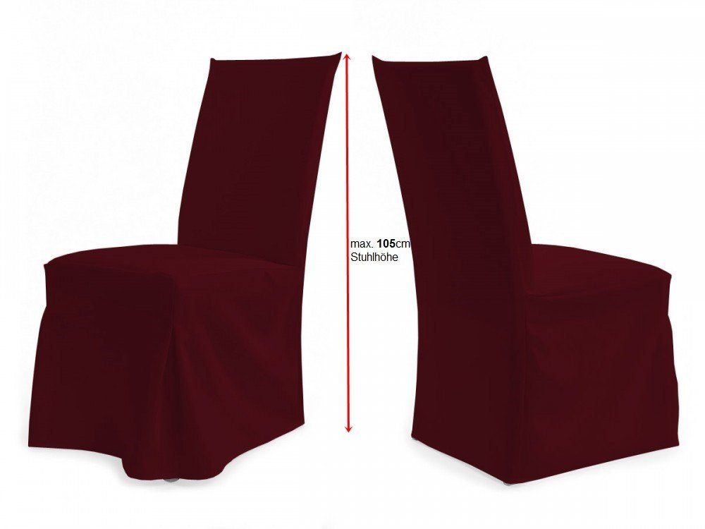 Stuhlhusse Universal Stuhlhussen - Modell pflegeleicht Paris, universell, und wiederverwendbar TexDeko, Stuhlbezug Premium blickdicht, waschbar, Bordeaux