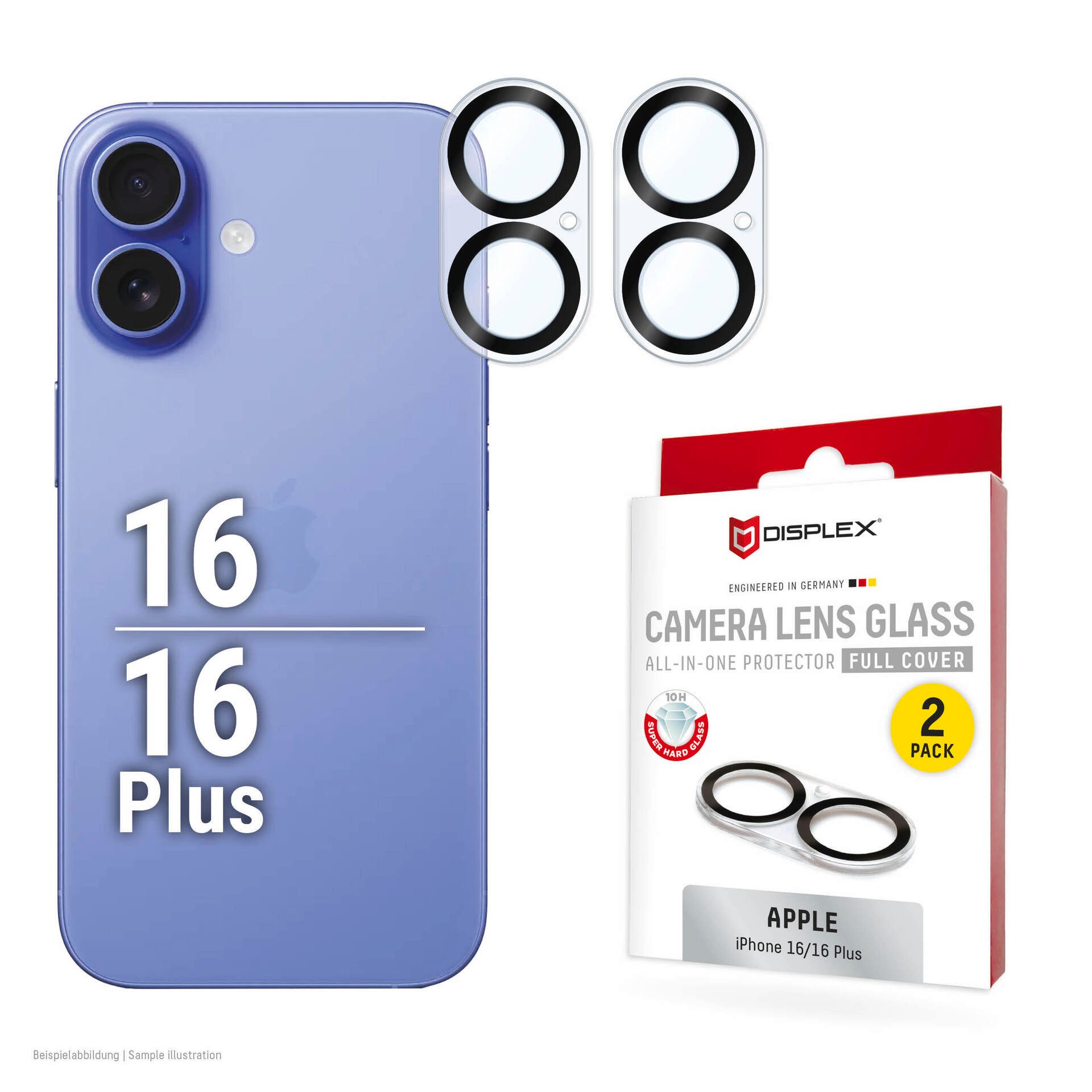 Displex Kameraschutzglas Camera Lens Glass All-In-One Protector Full Cover für Apple iPhone 16, Apple iPhone 16 Plus,…