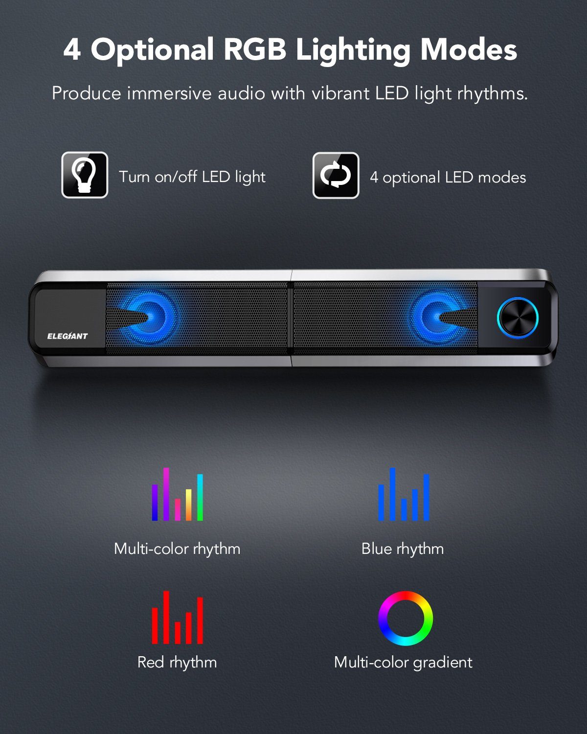 SR400 Sound! Computerlautsprecher: Intensiver Gaming-Lautsprecher (Kein, 2.0 Lautsprecher Hi-Fi ELEGIANT 2.0 Außergewöhnlicher System) Klang,