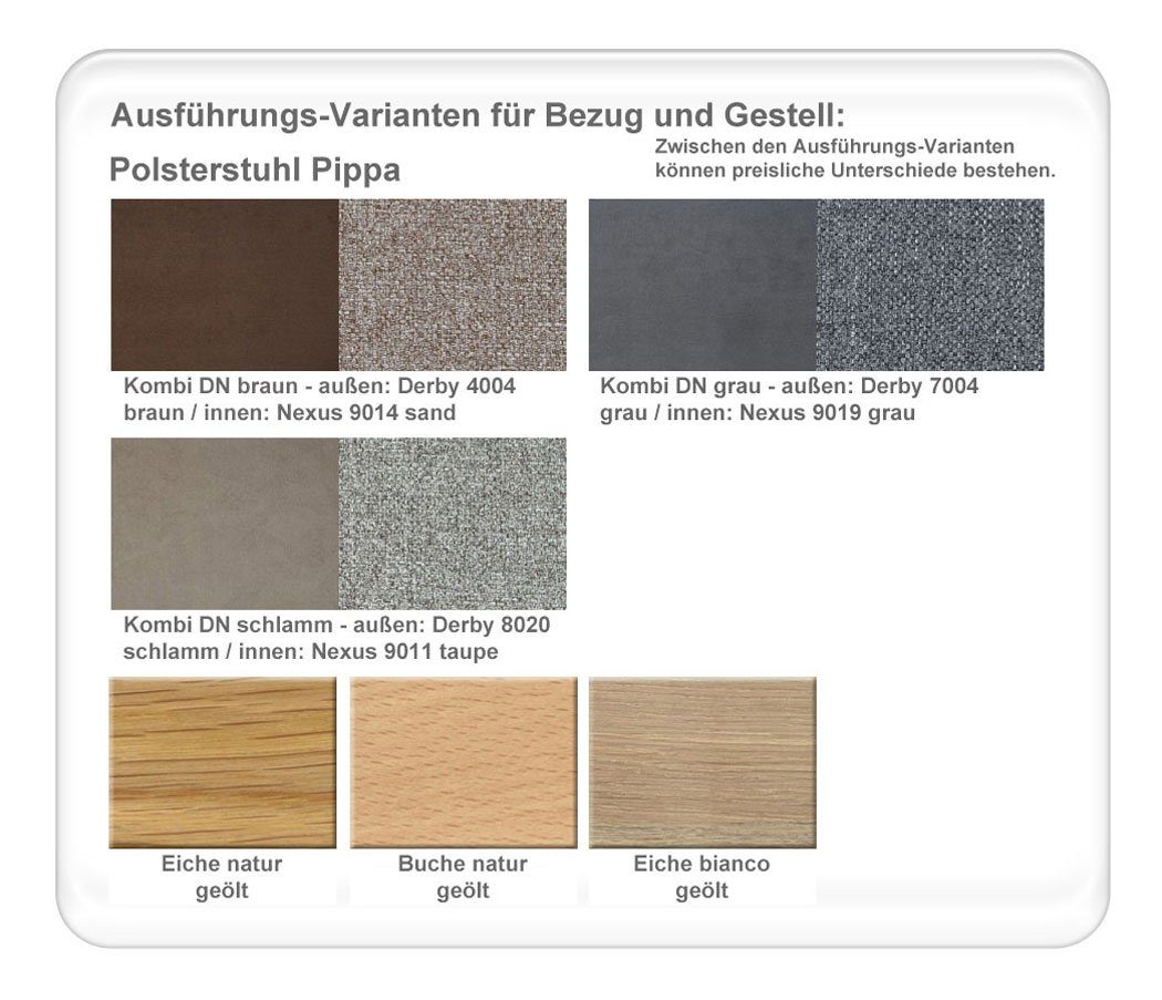 Ausziehtisch Stühle Eiche 1XL, cm massiv Pippa Spar-Set, rustikal 160(210)x90 5-tlg), (komplette expendio Essgruppe Tischgruppe, + Alwin grau