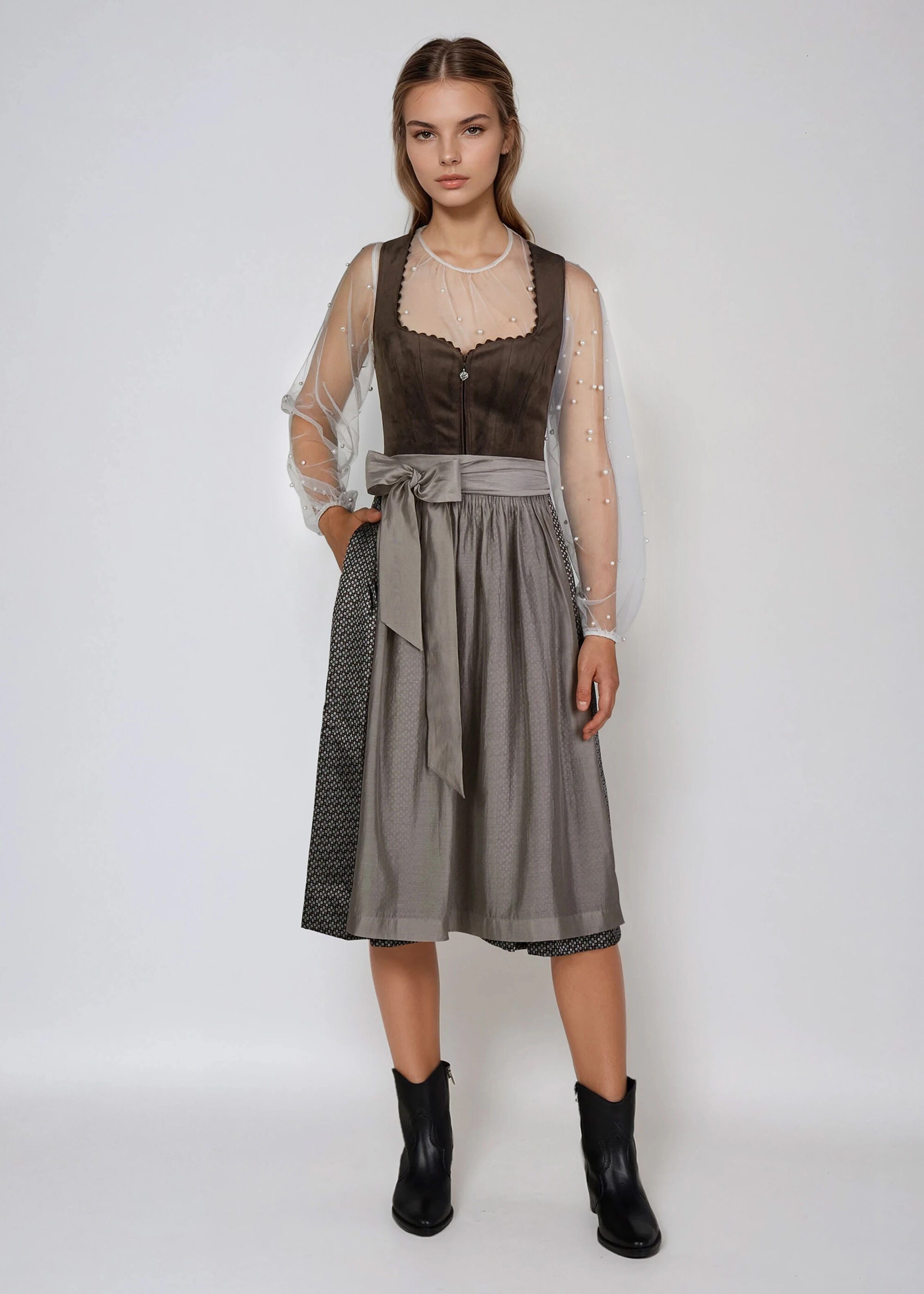 Spieth & Wensky Dirndl Gambe mit Samtoberteil und Herzausschnitt günstig online kaufen