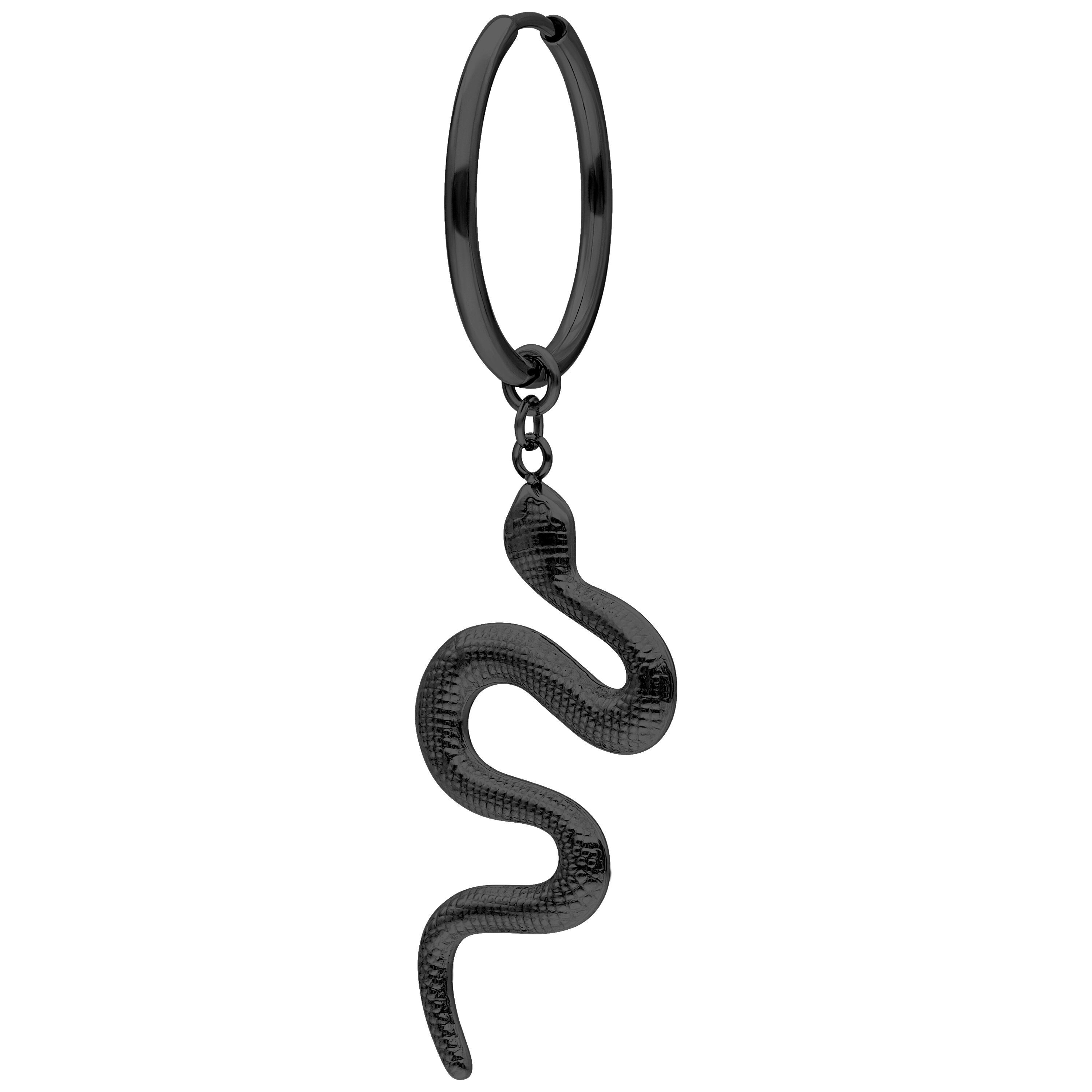 Wildcat Paar Creolen Big Snake Hoops für Ohr, 1 Stück, Chirurgenstahl 316L - wasserfest, hautverträglich, Schwarz