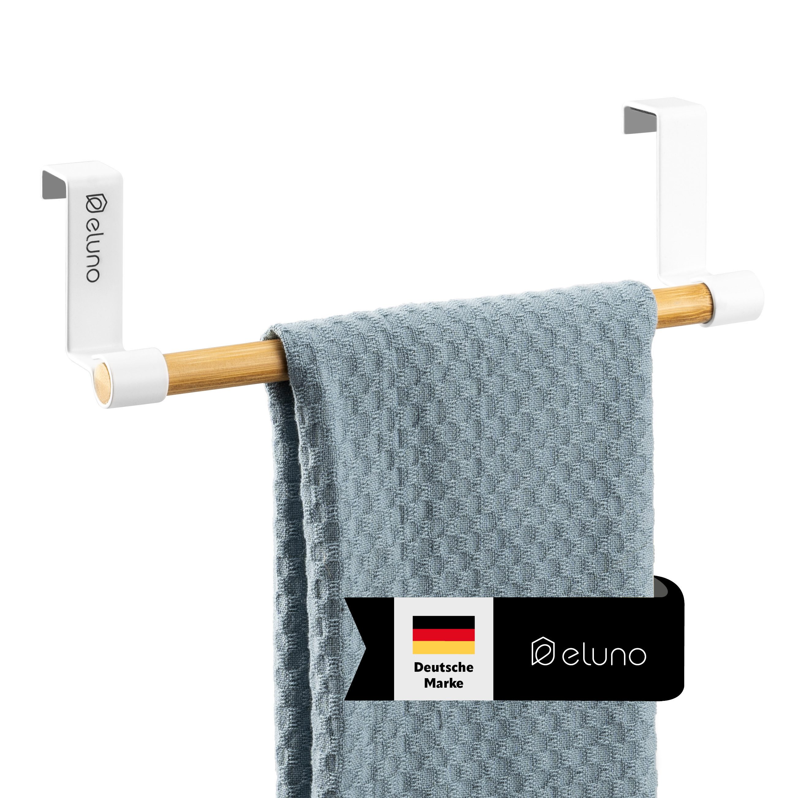 eluno Spültuchhalter mit Bambus zum Einhängen weiß