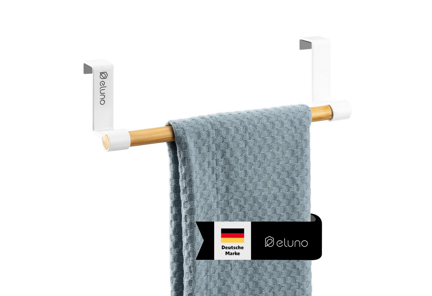 eluno Spültuchhalter Geschirrhandtuchhalter mit Bambus ohne Bohren zum Einhängen