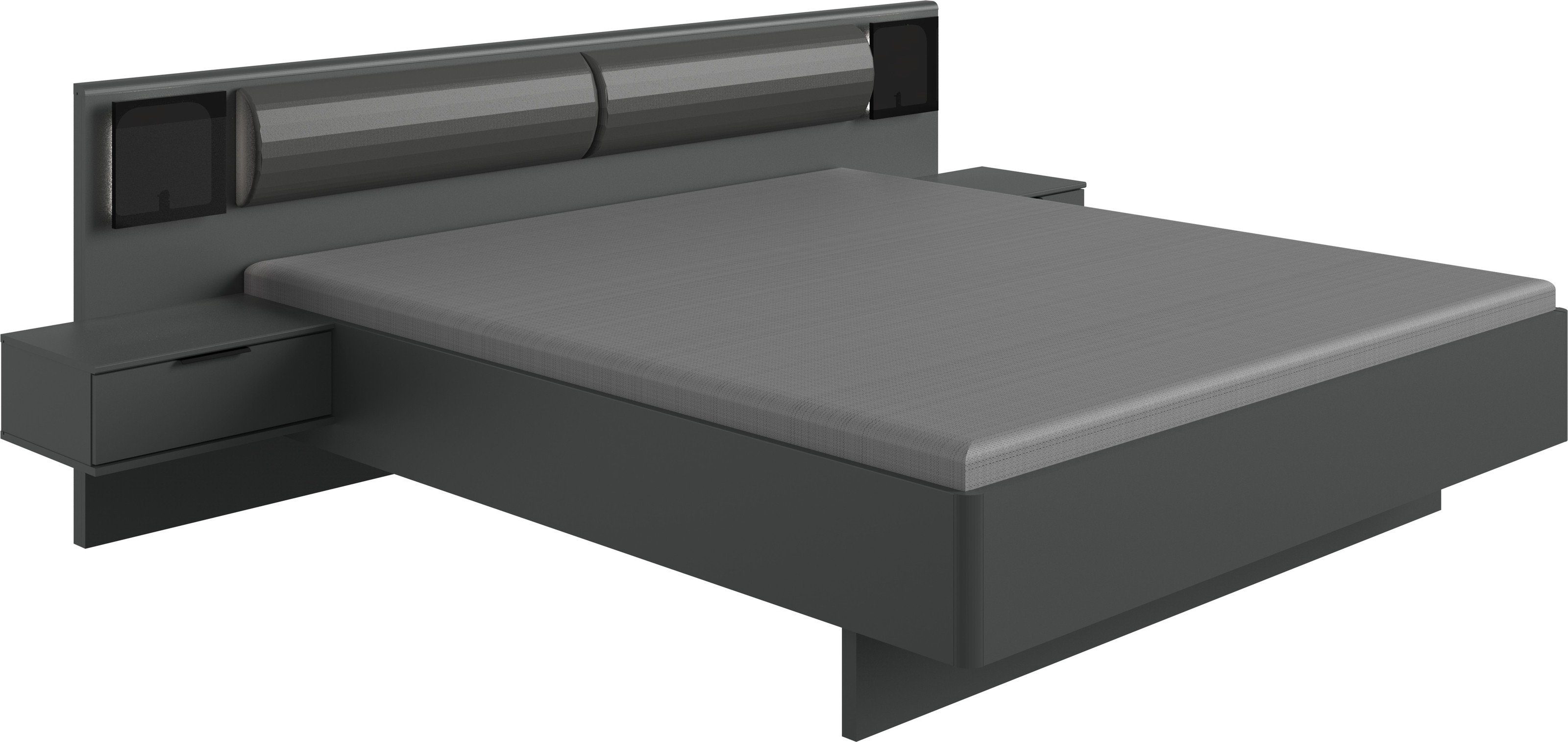 freiraum Bettanlage Barcelona, (BxH: 289x92 cm), in GRPAHIT + GLAS SCHWARZ