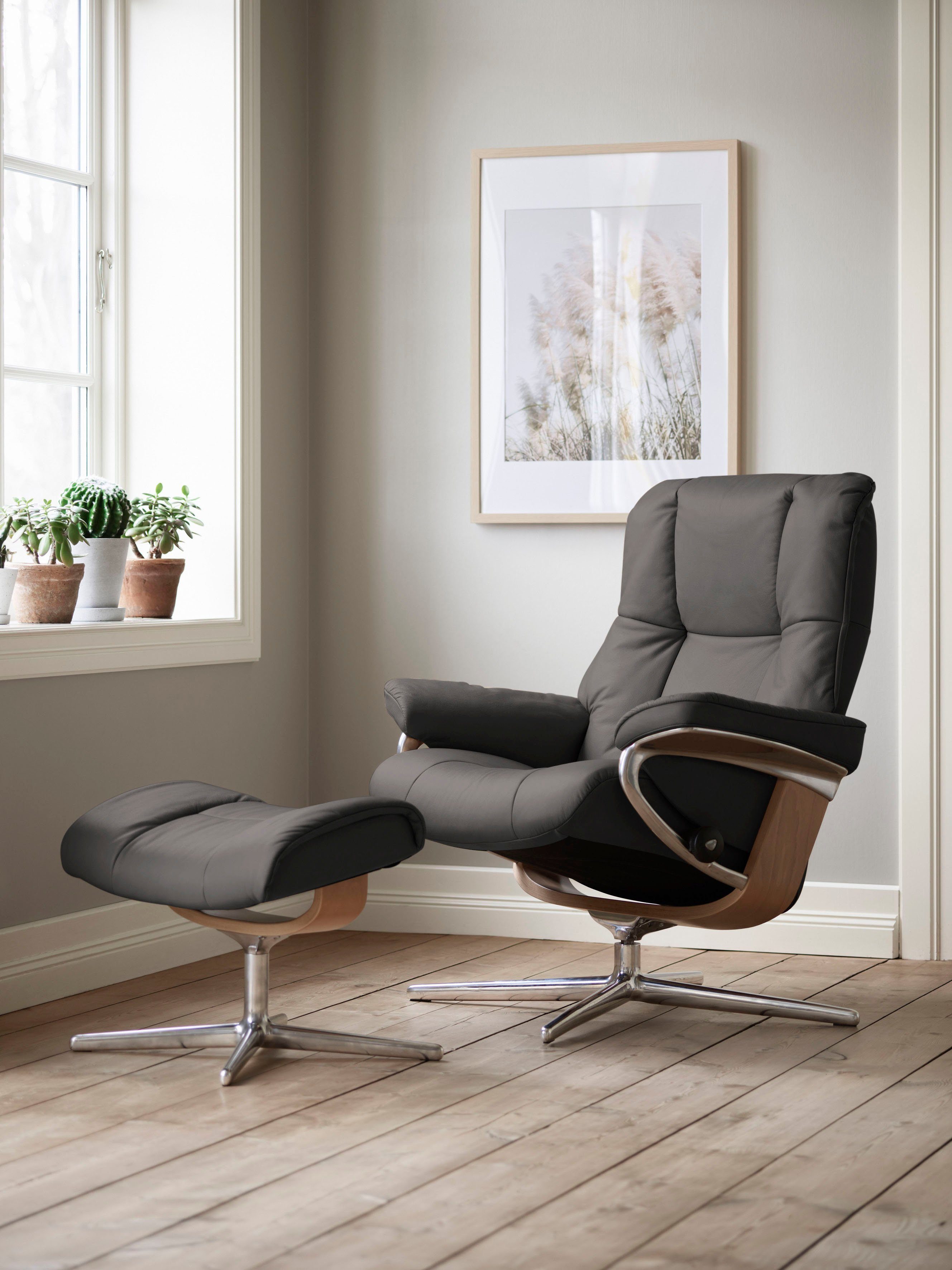 Stressless® Relaxsessel Mayfair (Set, Relaxsessel mit Hocker), mit Hocker, mit Cross Base, Размер S, M & L, Holzakzent Eiche