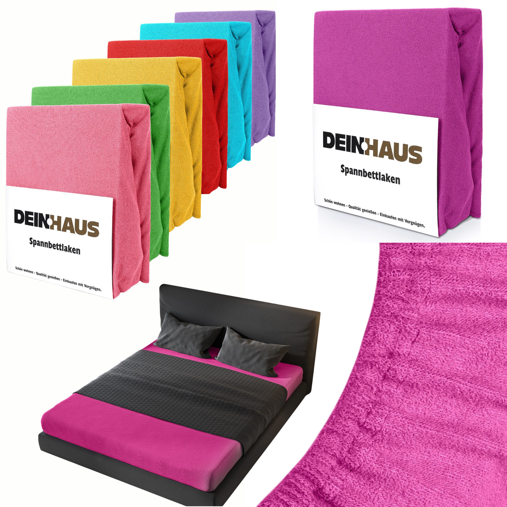 DH DEIN . HAUS Spannbettlaken Frottee SOFT, Baumwolle, Gummizug: rundum, (1 Stück), weich saugfähig atmungsaktiv Rundumgummi formstabil bis 20 cm