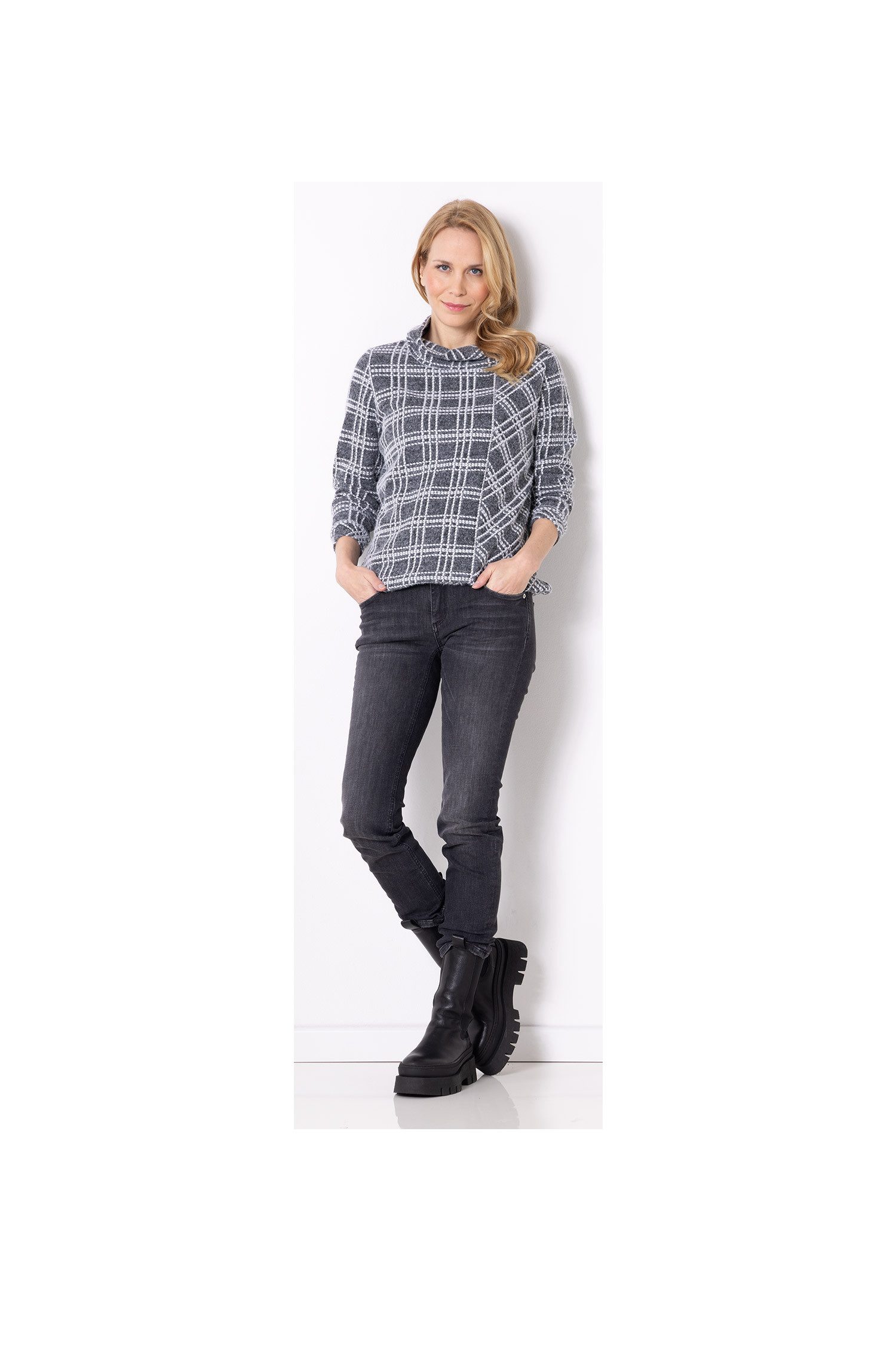 SER Sweatshirt Neu eingetroffen! Sweatshirt Karo mit Federhaar W8250613 günstig online kaufen