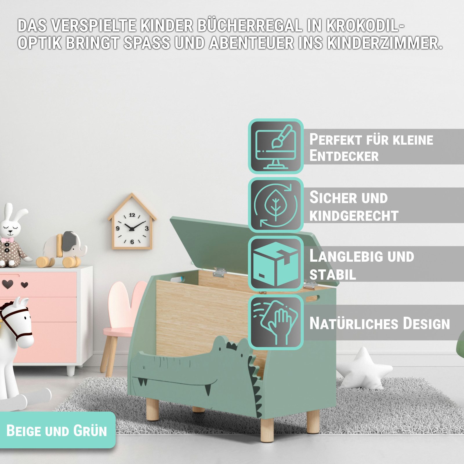 HAGO Kinderregal Kinderregal Krokodil Design Holz günstig online kaufen