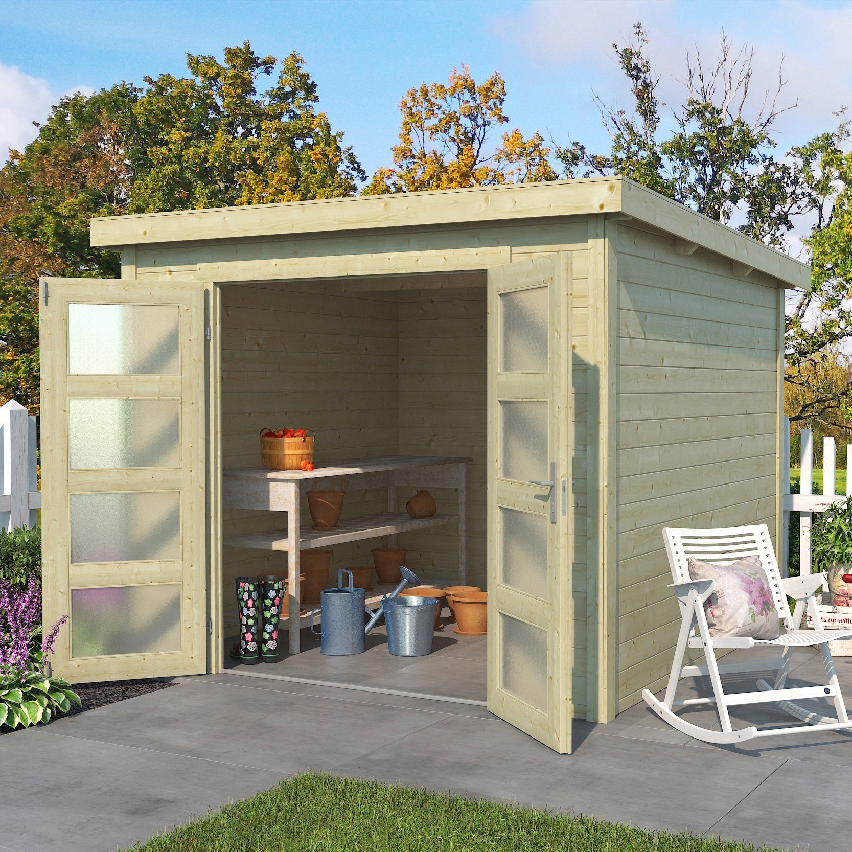LASITA MAJA Gartenhaus Zambezi 4, BxT: 270x274 cm, Blockbohlenhaus 28mm