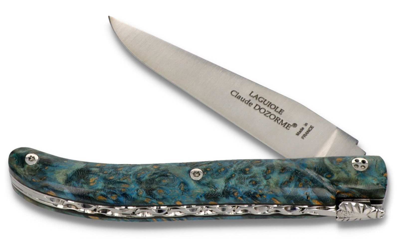Claude Dozorme Taschenmesser 1.60.140.XXD-120067, Laguiole UNIKAT - Griff 12cm Ahorn Maserholz - Platine verziert