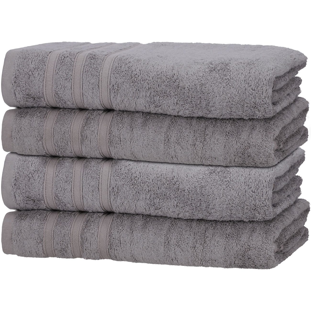 Müskaan Duschtücher Premium Duschtuch-Set Bambus & Baumwolle 70x140cm 450g/m² Grau, (4-St), Saugstark, schnelltrocknend, antibakteriell, geruchsneutral