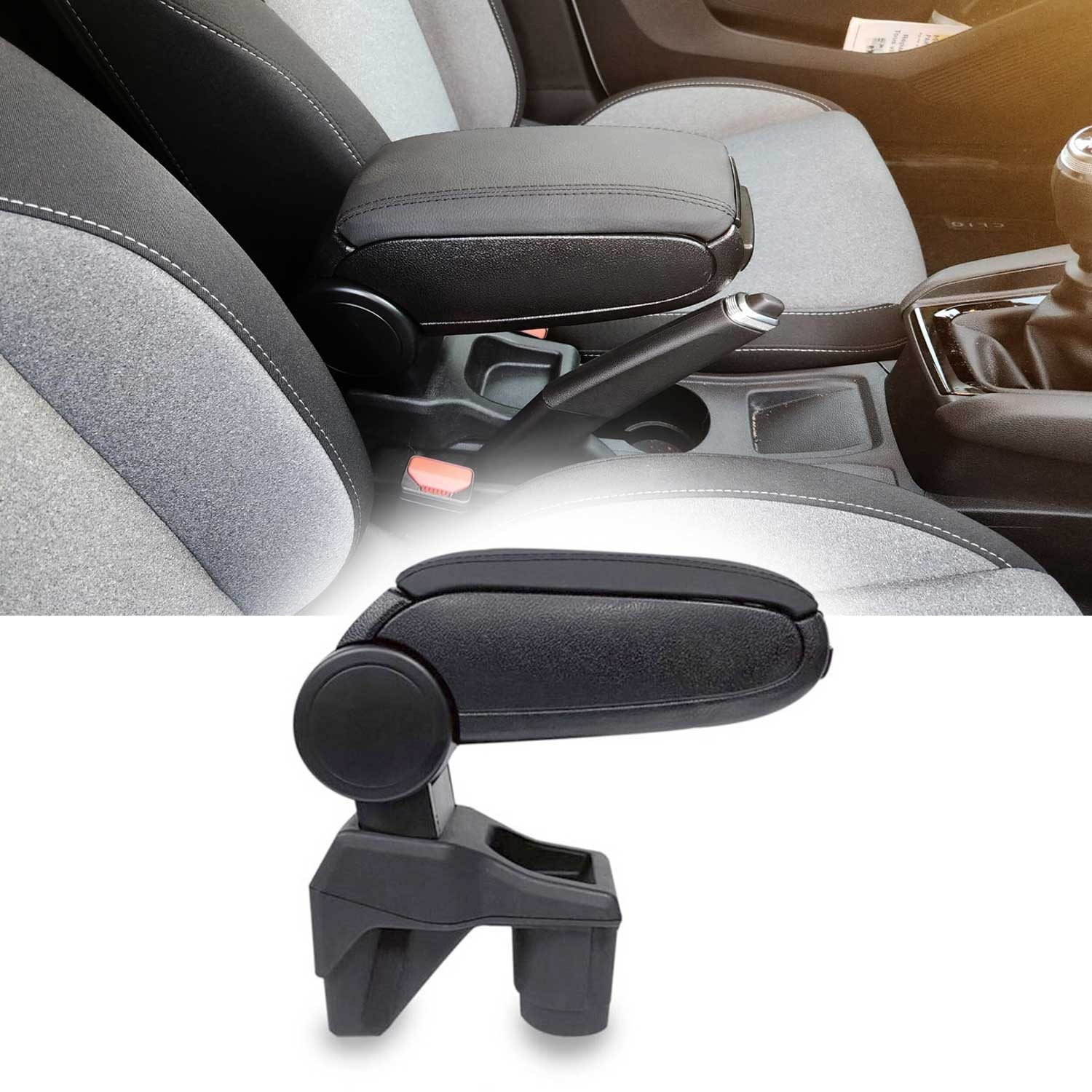 OMAC Armlehne Mittelarmlehne für Renault Clio 2019-2025 PU-Leder ABS Schwarz, Langlebig,Multifunktional,Einfache Installation