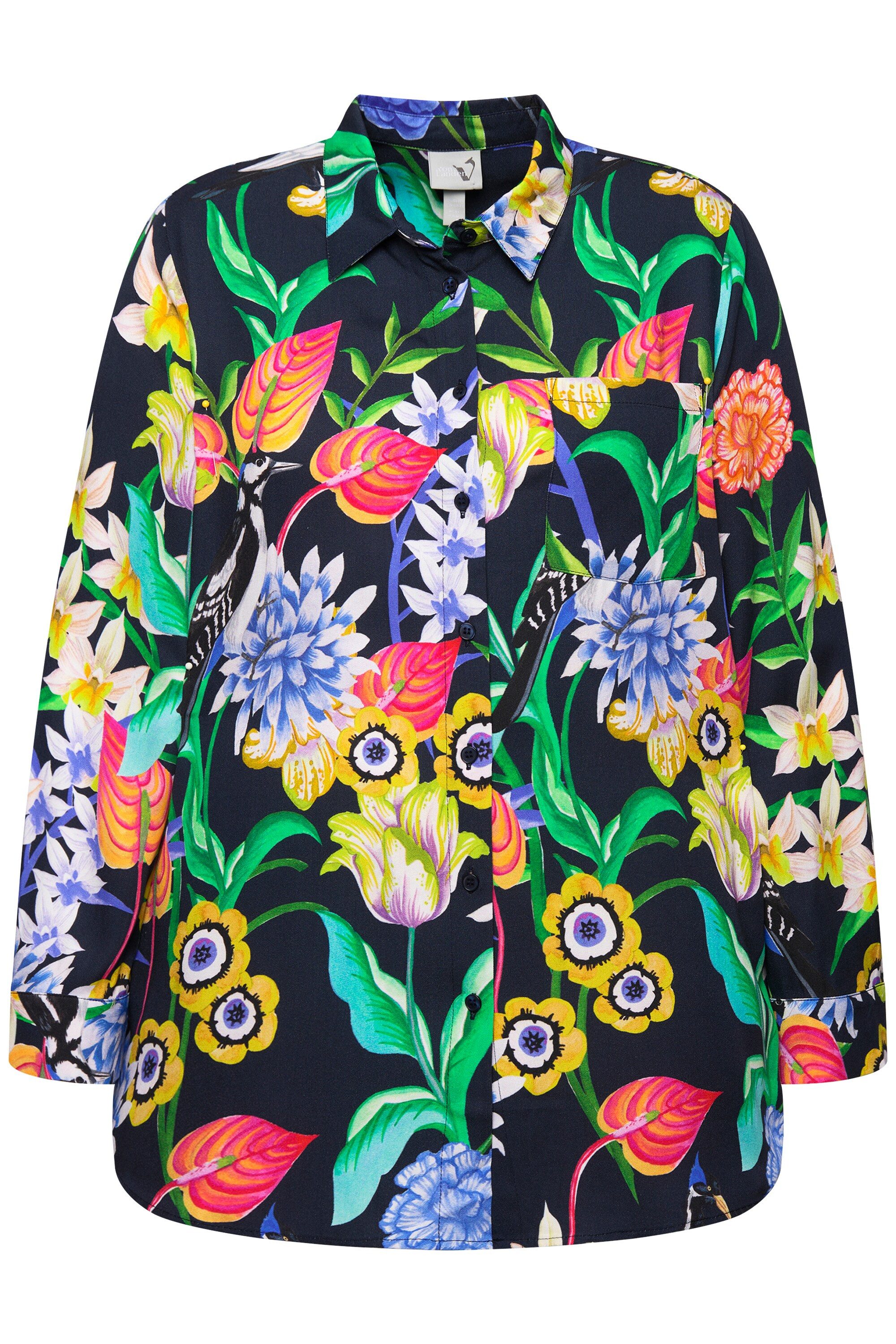 Ulla Popken Hemdbluse Hemdbluse Landhausdruck Hemdkragen günstig online kaufen