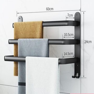 LENBEST Handtuchhalter Schwarz Matt Wand Handtuchhalter 60 cm, drei Stangen