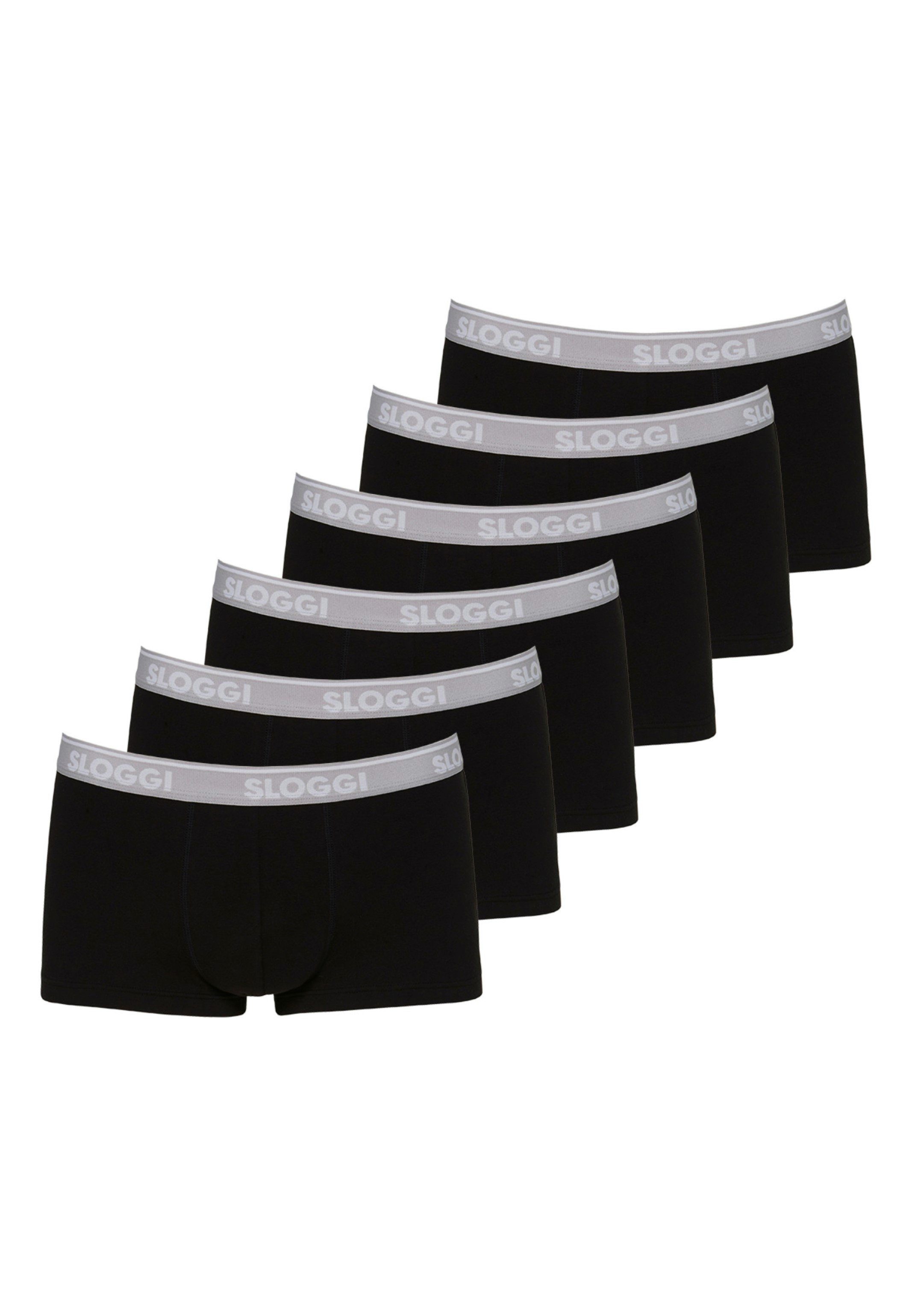 Sloggi Retro Boxer 6er - Hipster Go Pant ABC Schwarz Ohne 6-St) - Eingriff / - (Spar-Set, Perfekte Pack Baumwolle Passform