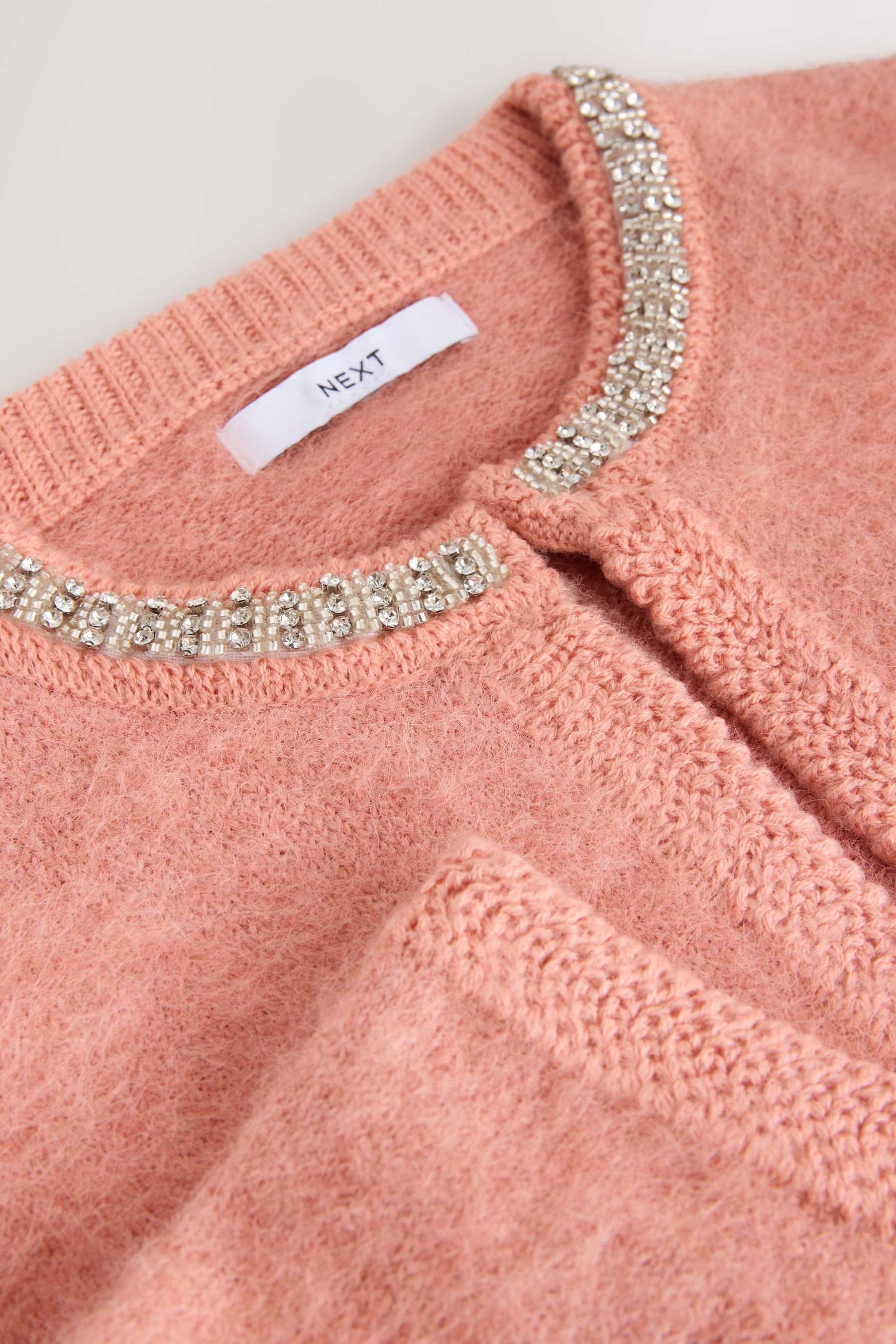 Next Strickjacke Angeraute Strickjacke mit verziertem Kragen (1-tlg) günstig online kaufen