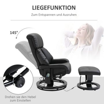 HOMCOM Massagesessel Relaxsessel mit Hocker, Relaxliege, Relaxsessel mit Liegefunktion (Liegesessel, 2-St., Fernsehsessel), bis 120 kg belastbar