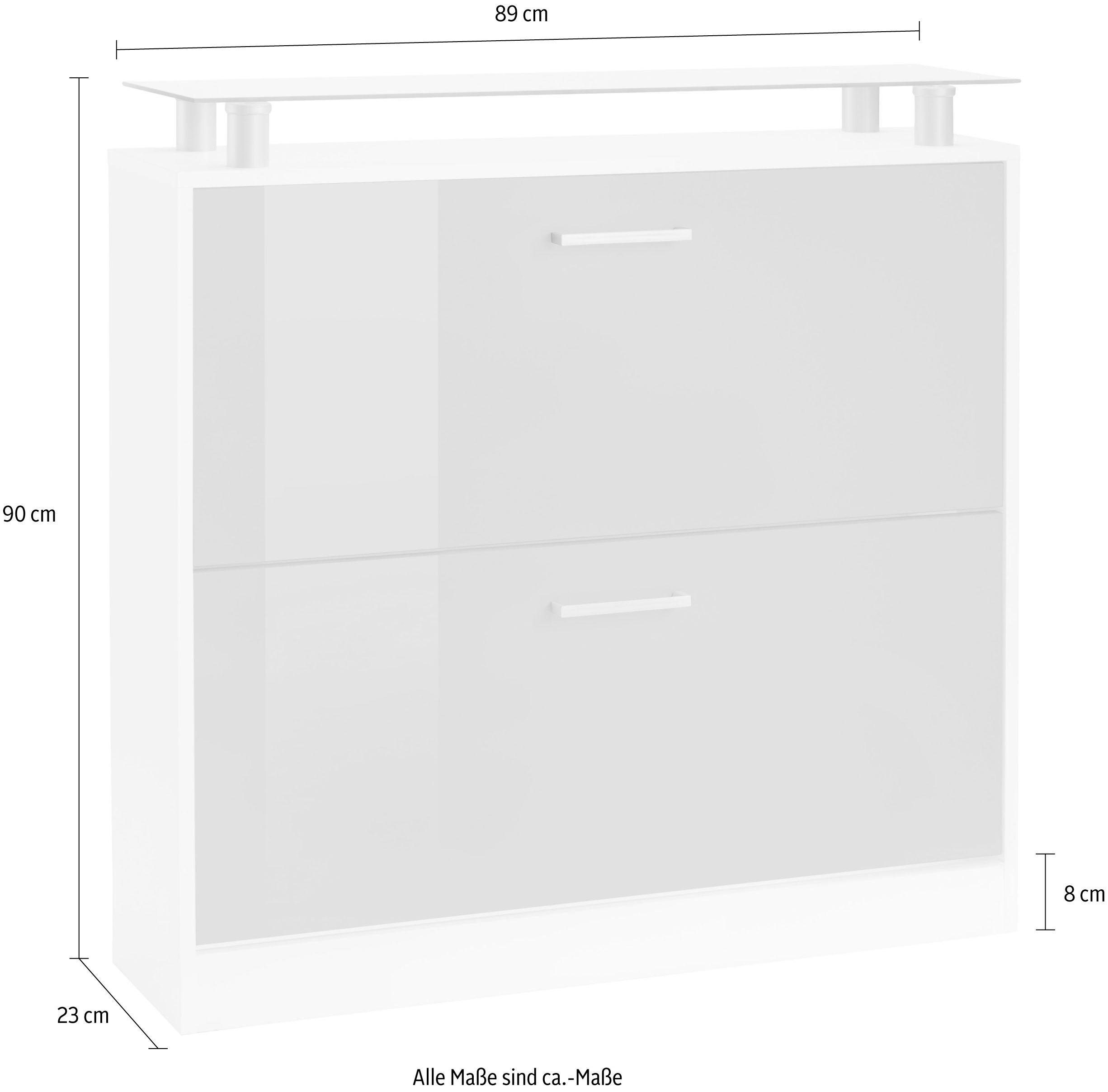 borchardt Möbel Schuhschrank Finn, Schuhregal, Schuhkipper für 12-16 Paar Schuhe Breite 89 cm, mit Glasablage – Bild 3 von 4
