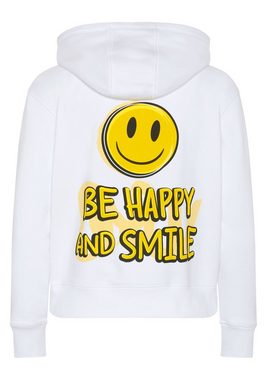 Emoji Kapuzensweatshirt mit Grinsegesicht-Motiv und Schriftzug