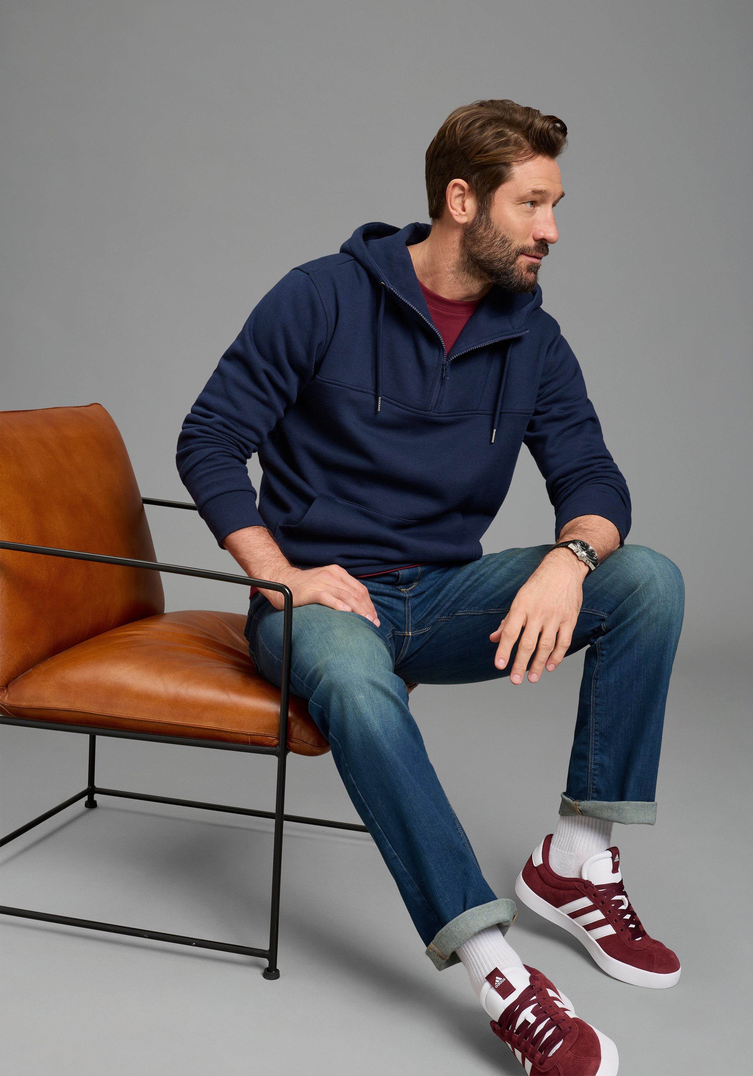 H.I.S Kapuzensweatshirt mit Kapuze und Kordelzug, mit Reißverschluss, Regular Fit