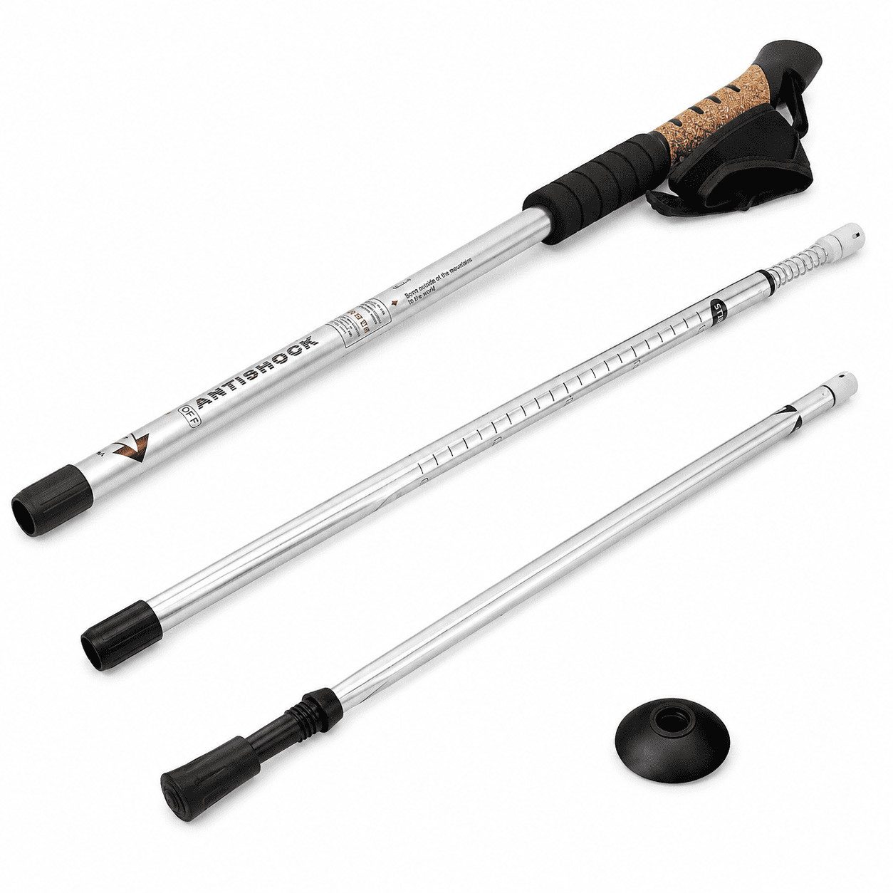 MidGard Nordic-Walking-Stöcke Teleskop Antischock Wanderstöcke aus Aluminiumlegierung mit Korkgriff (2 St), Leicht, mit ergonomischen Korkgriffe inkl. Transporttasche