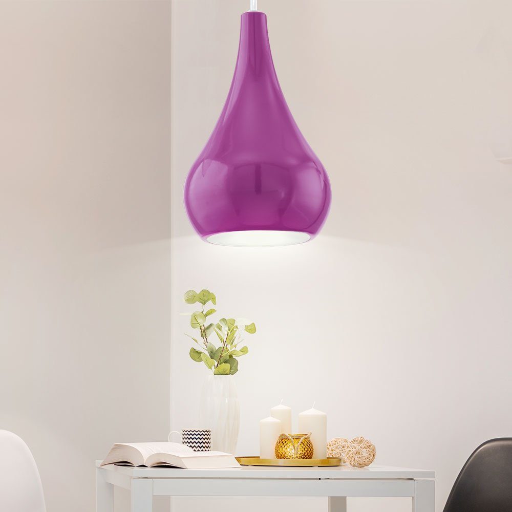 etc-shop LED Pendelleuchte, Leuchte Warmweiß, Ess Lampe Flur inklusive, Pendel Decken purple Leuchtmittel Zimmer im Design Hänge